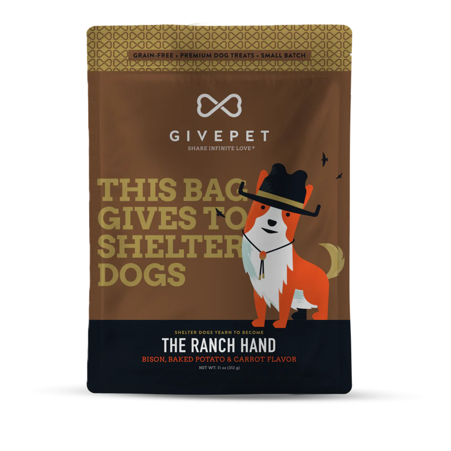 Givepet Ranch Hand Bison Crunchy Biscuit Dog Treats, 11-Oz Bag