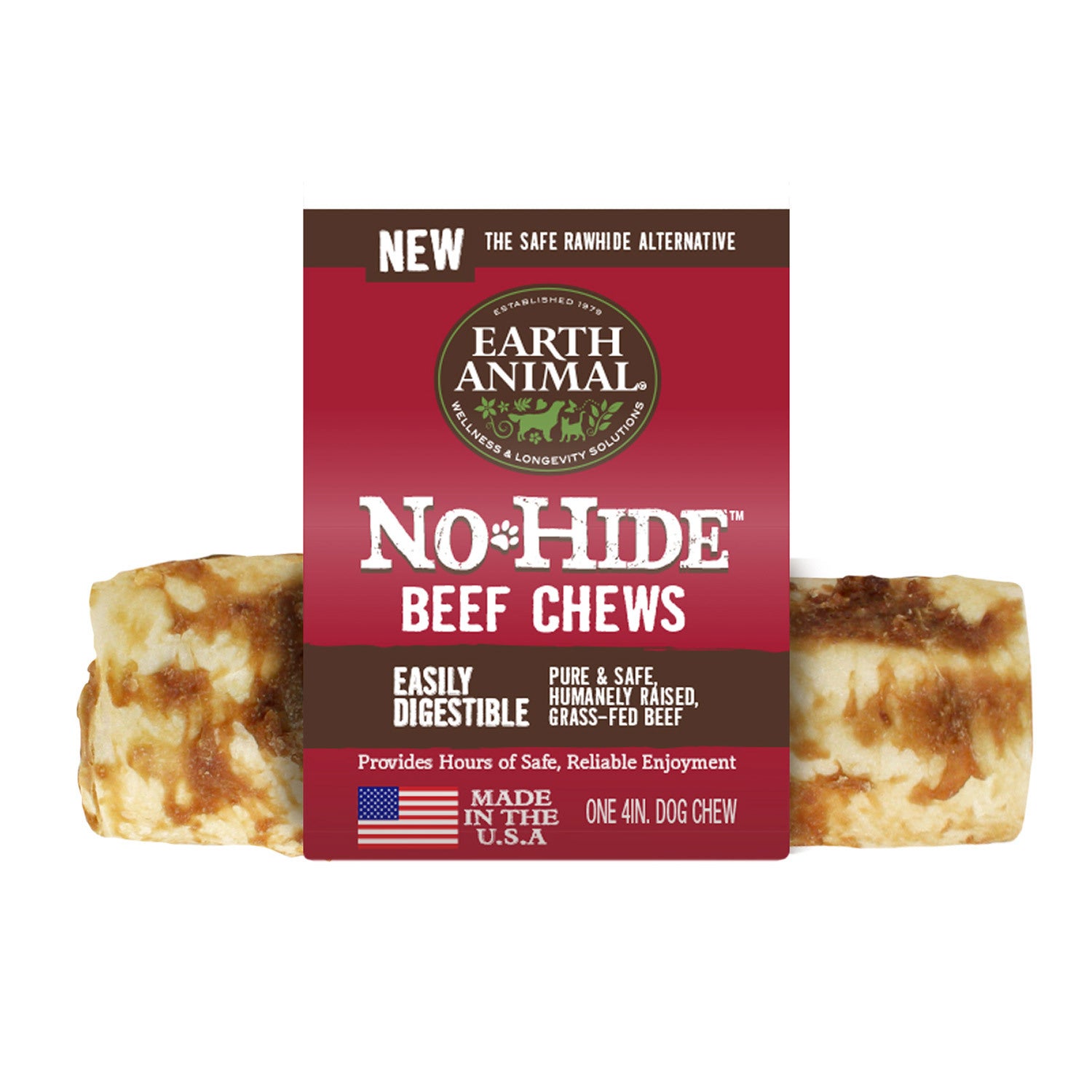 Earth Animal No-Hide Rawhide Alternative Dog Treat Chew, Grass-Fed Beef