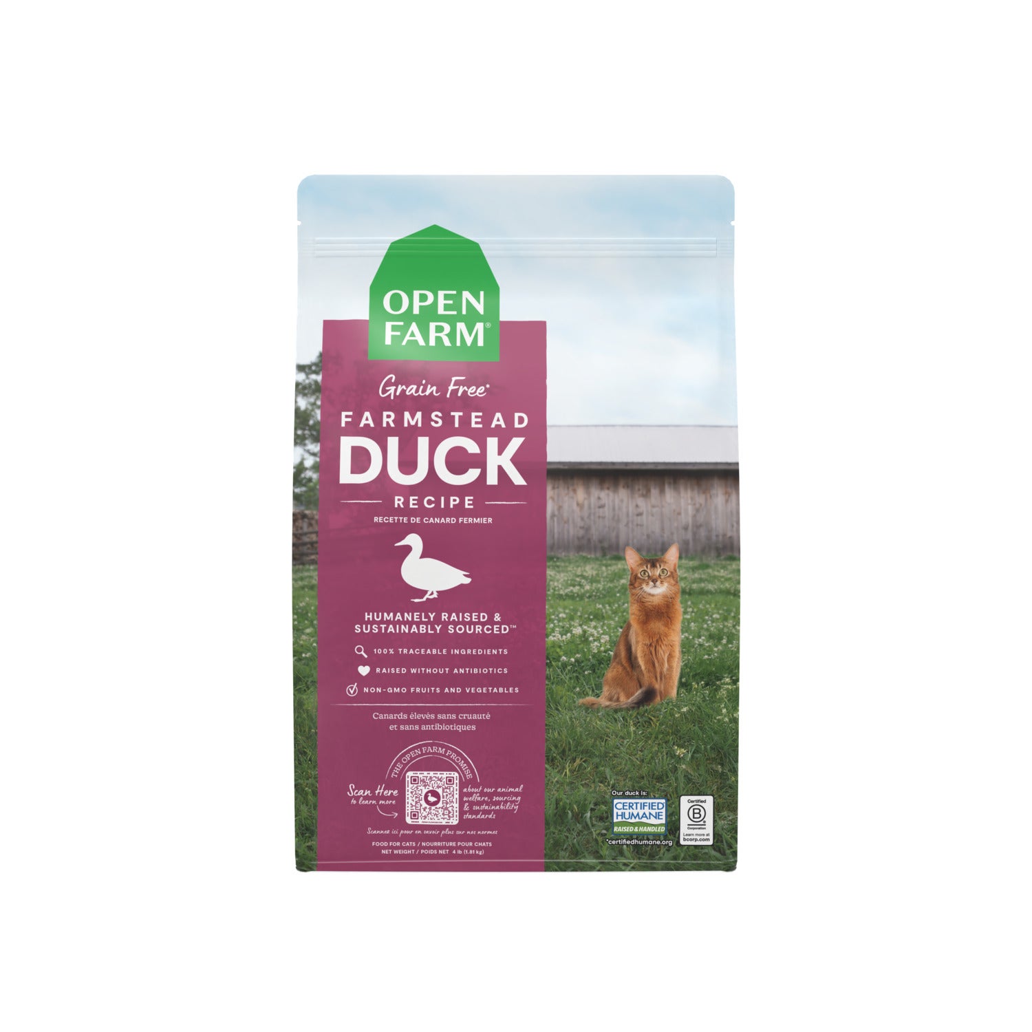 Open Farm Farmstead Grain-Free Dry Cat Food, Duck Recipe, 4-Lb