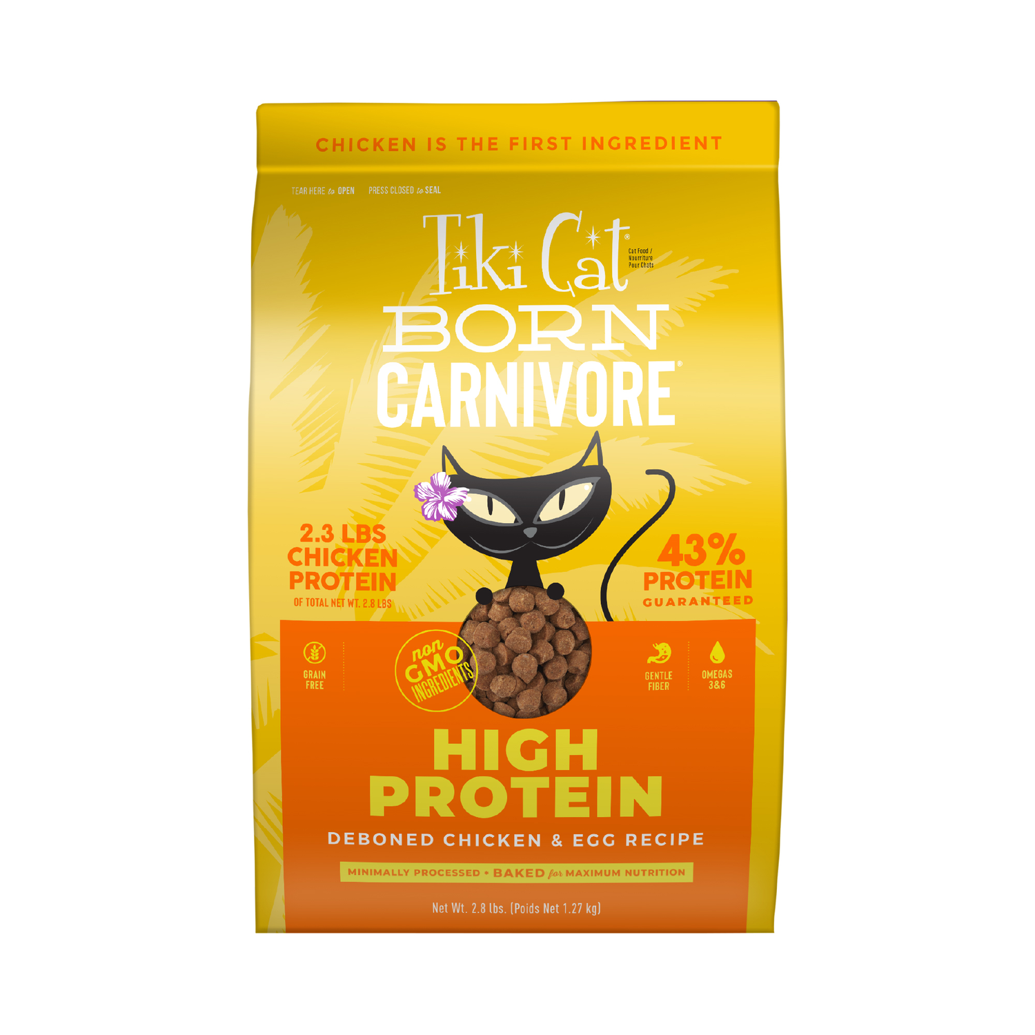 Tiki Cat Born Carnivore High Protein Dry Cat Food, Deboned Chicken & Egg, 2.8-Lb Bag