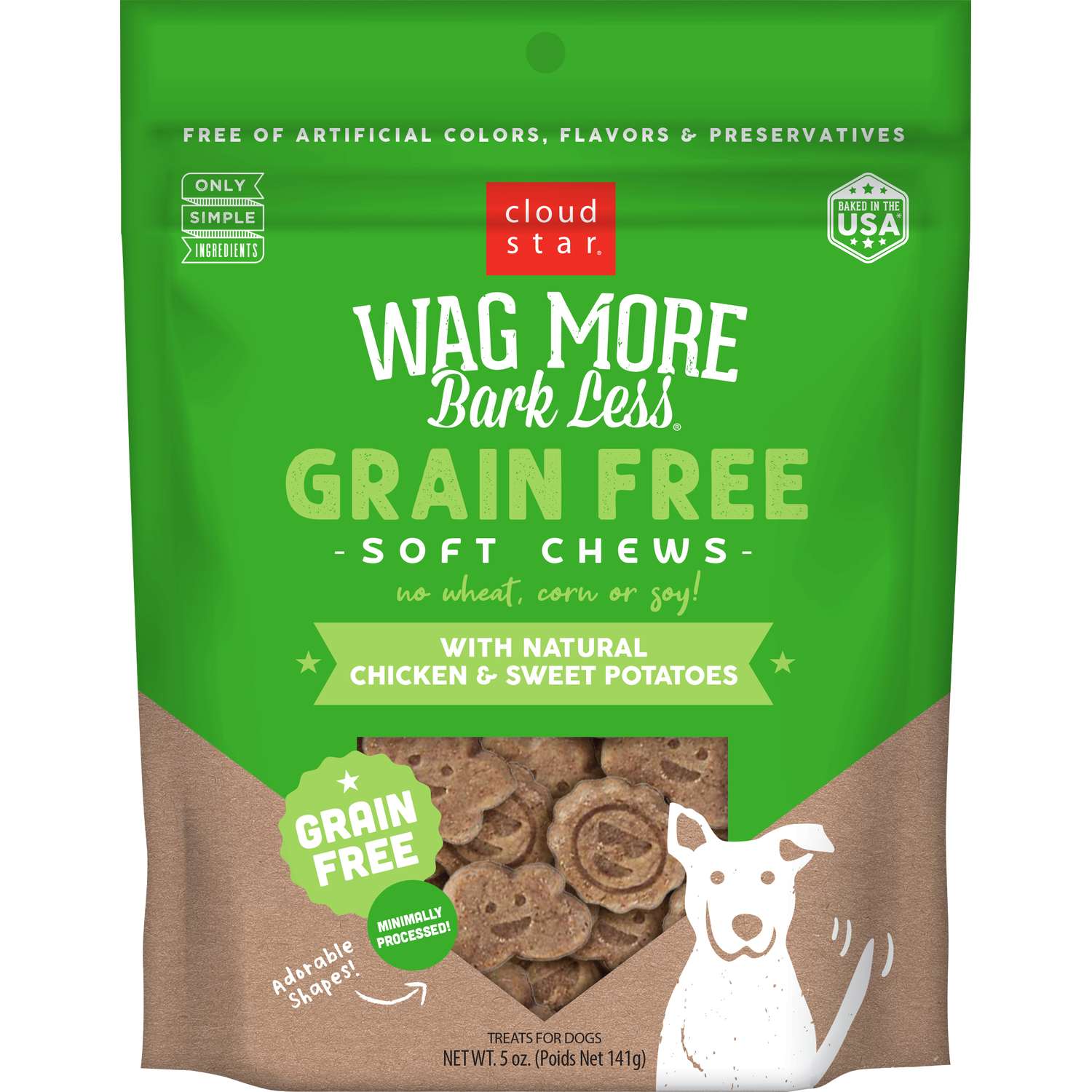 Wag More Bark Less Grain-Free Soft Chews Dog Treats, Chicken & Sweet Potato, 5-Oz