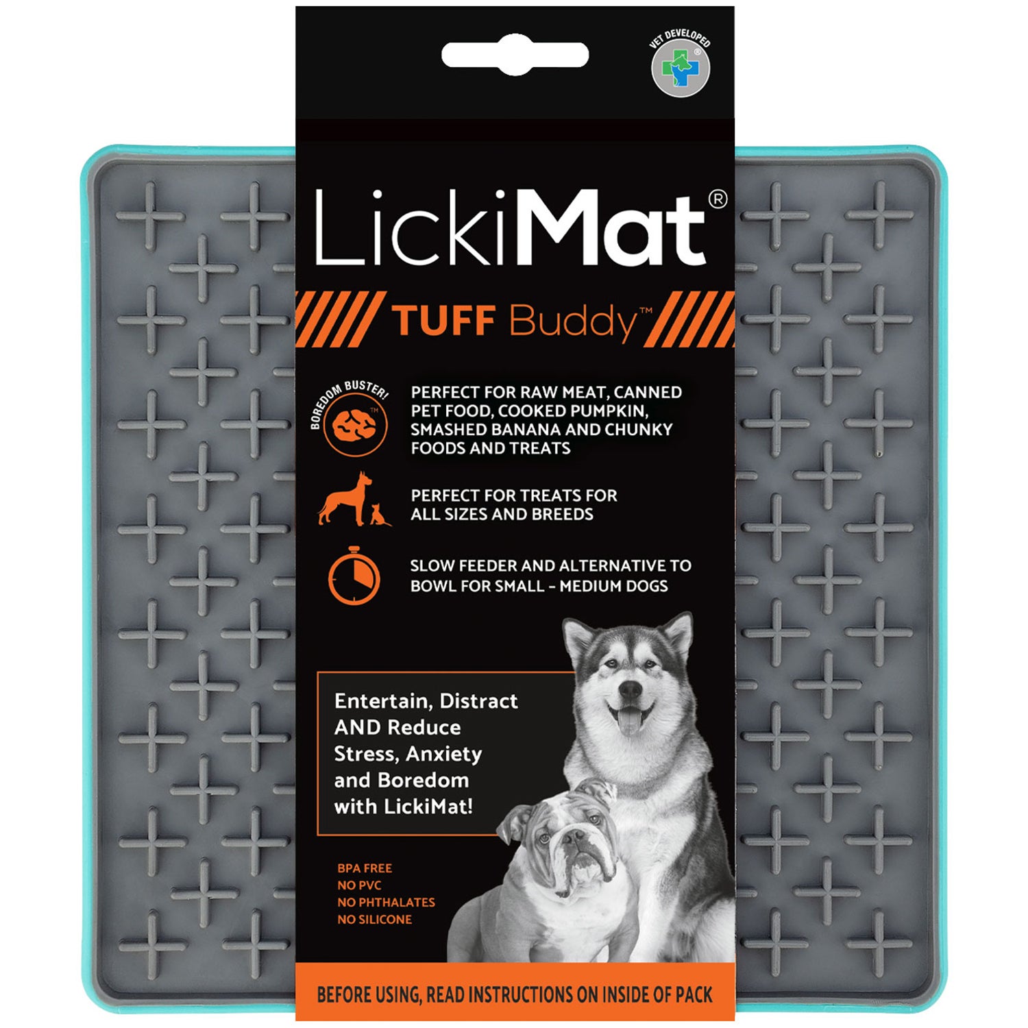 Lickimat Tuff Buddy Textured Lickmat & Slow Feeder For Small To Medium Sized Dogs - Turquoise