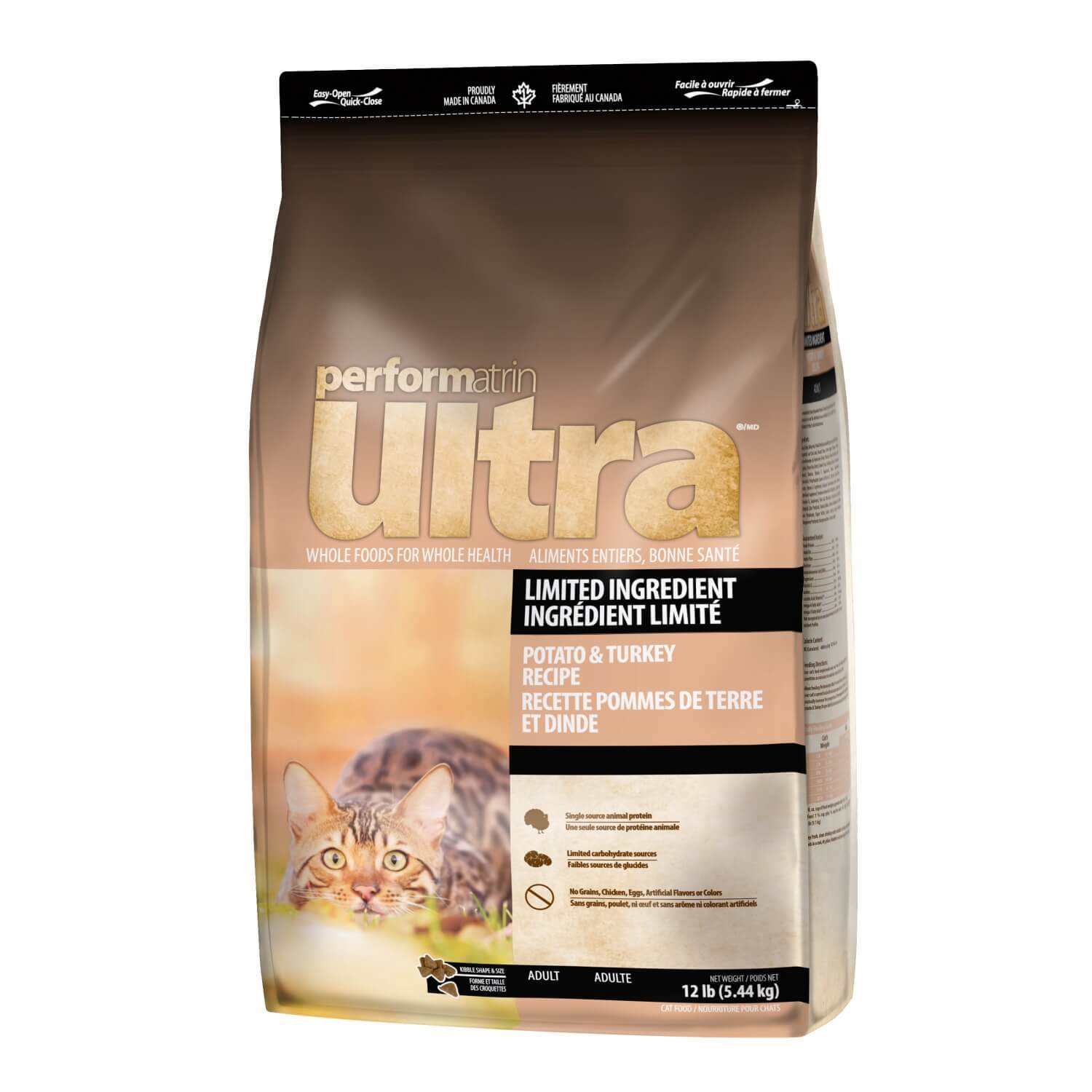 Performatrin Ultra Limited Ingredient Potato & Turkey Adult Dry Cat Food, 4-Lb Bag