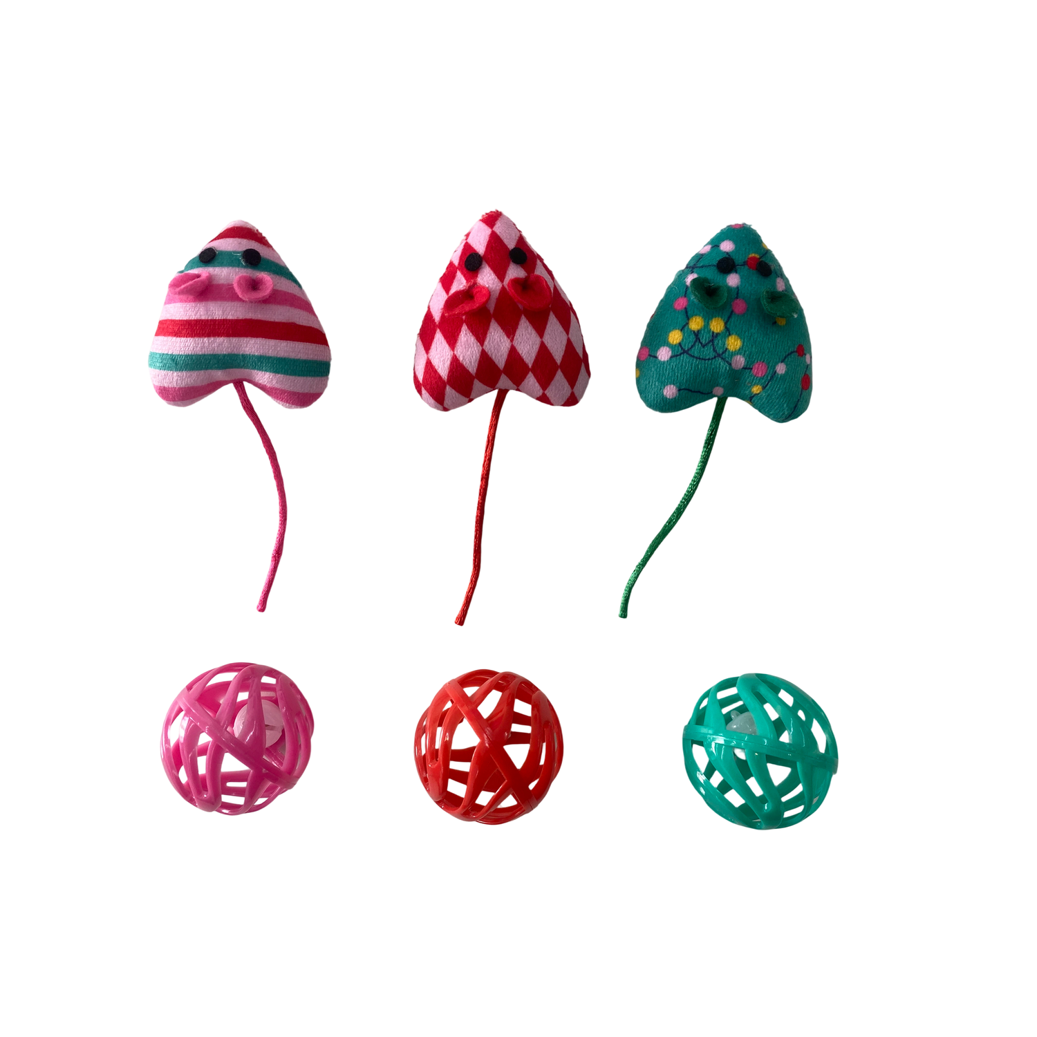 Aristopet Holiday Mouse & Ball Catnip Filled Cat Toy Set, 6‑Pack