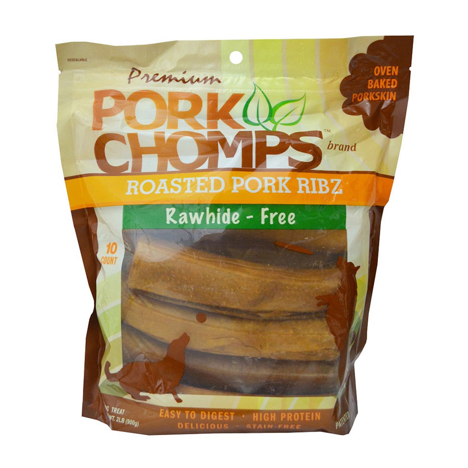 Pork Chomps Ribz Roasted Pork Rawhide Alternative Dog Treats, 6, Pack Of 10