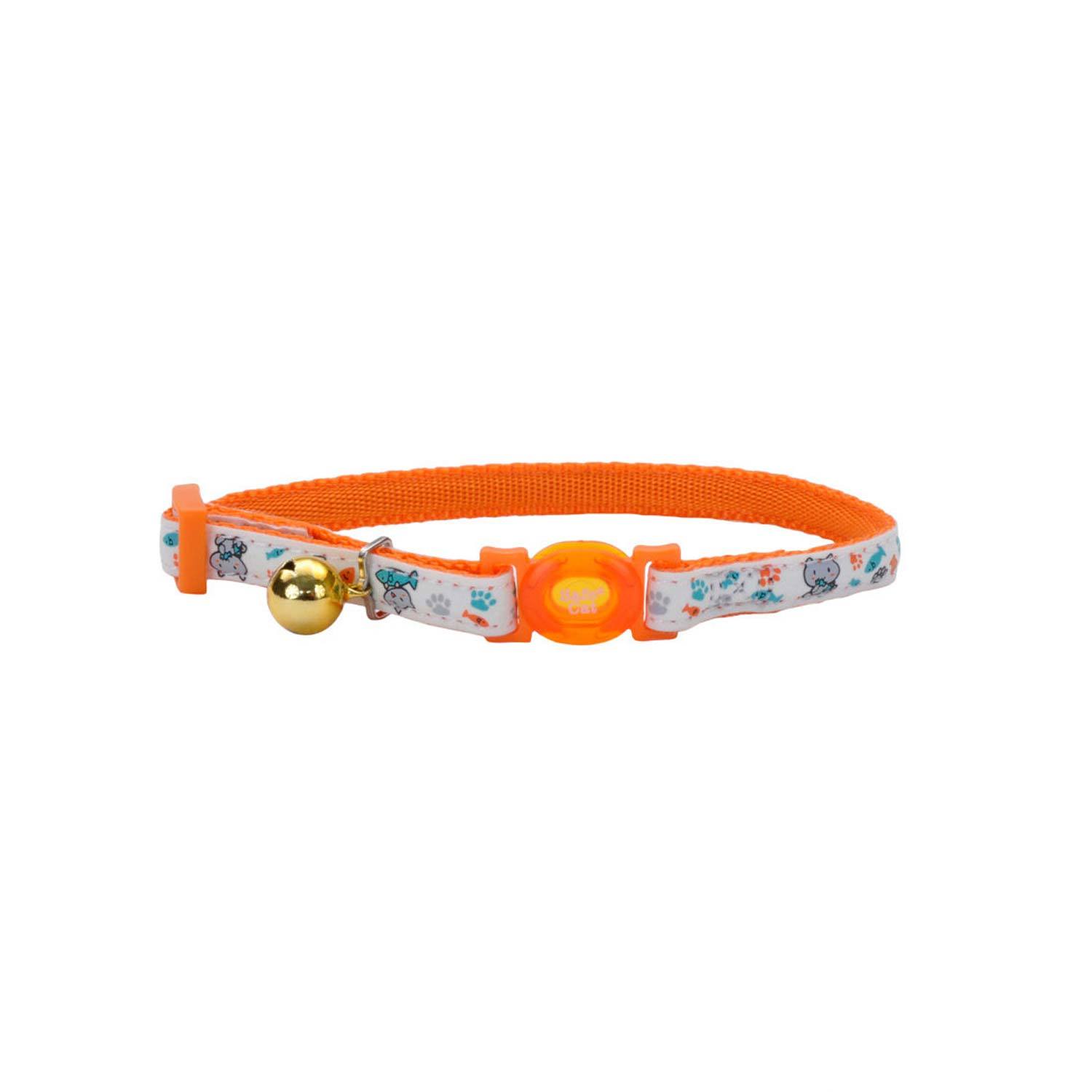 Coastal Pet Products Safe Cat Glow In The Dark Adjustable Breakaway Collar, Glowing Orange Cat, 3/8X8-12