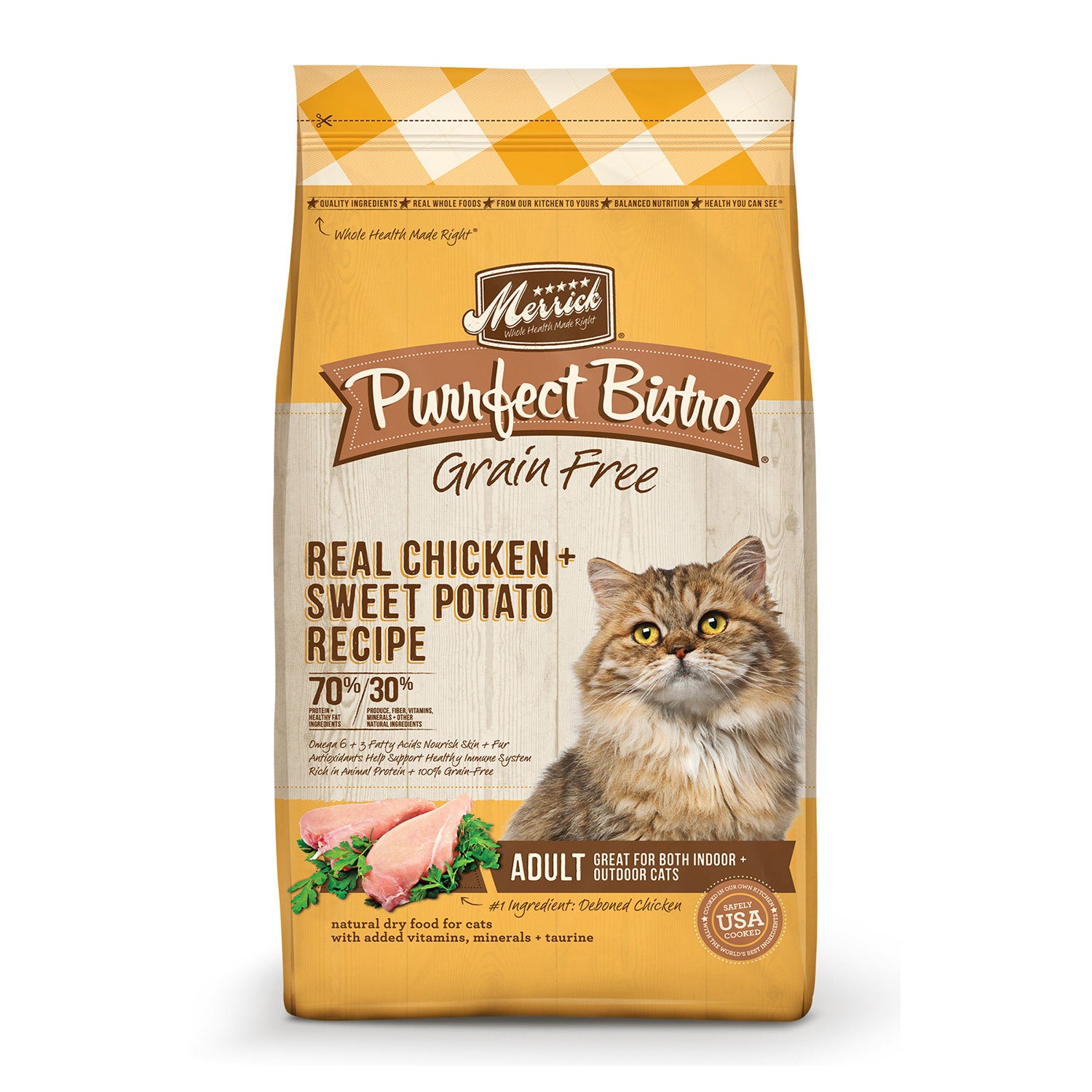 Merrick Purrfect Bistro Grain Free Natural Chicken & Sweet Potato Recipe Adult Dry Cat Food, 4Lb