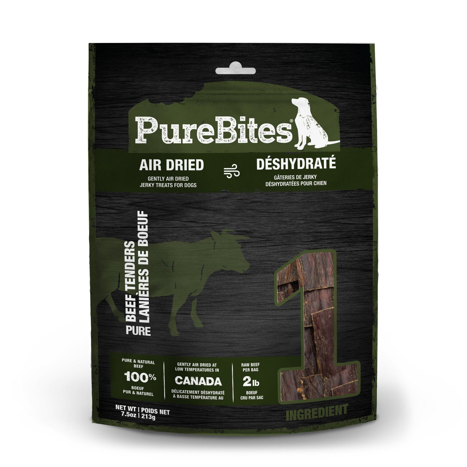 Purebites Beef Jerky Dog Treats, 1 Ingredient, Made In Canada, 7.5Oz