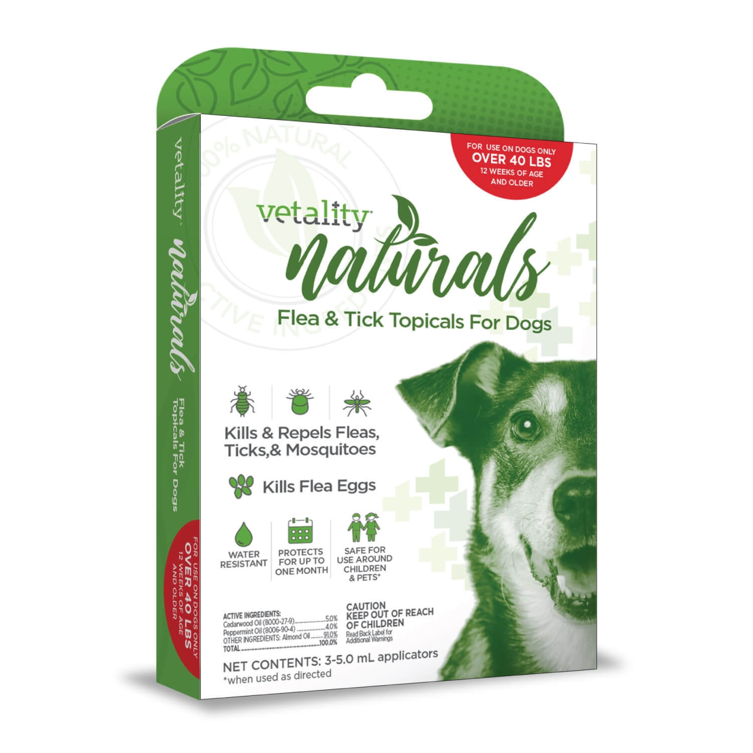 Vetality Naturals Flea & Tick Topicals For Dogs 40 Lbs