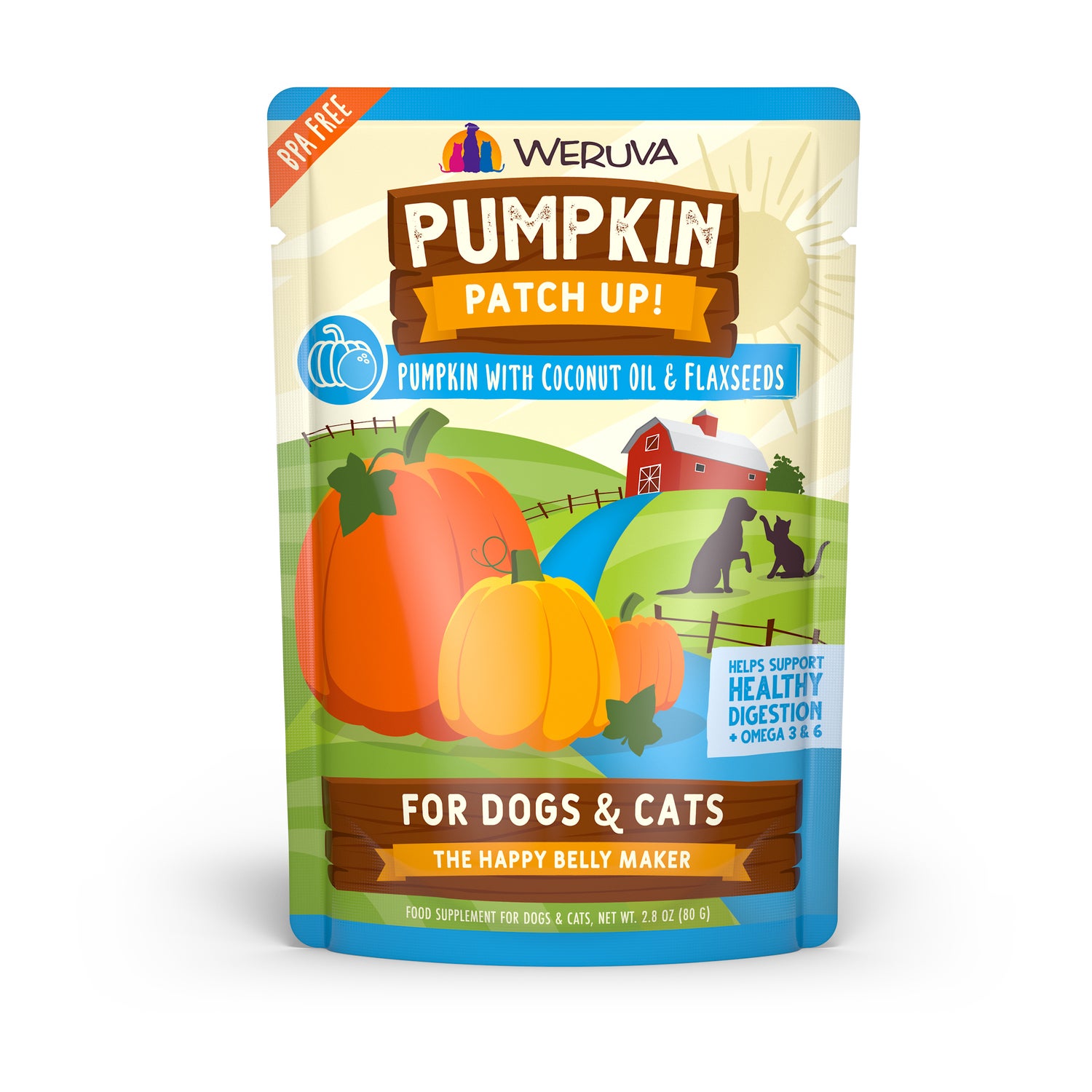 Weruva Pumpkin Patch Up Pumpkin With Coconut Oil & Flaxseed Wet Dog & Cat Food Topper, 2.8-Oz Pack Of 12