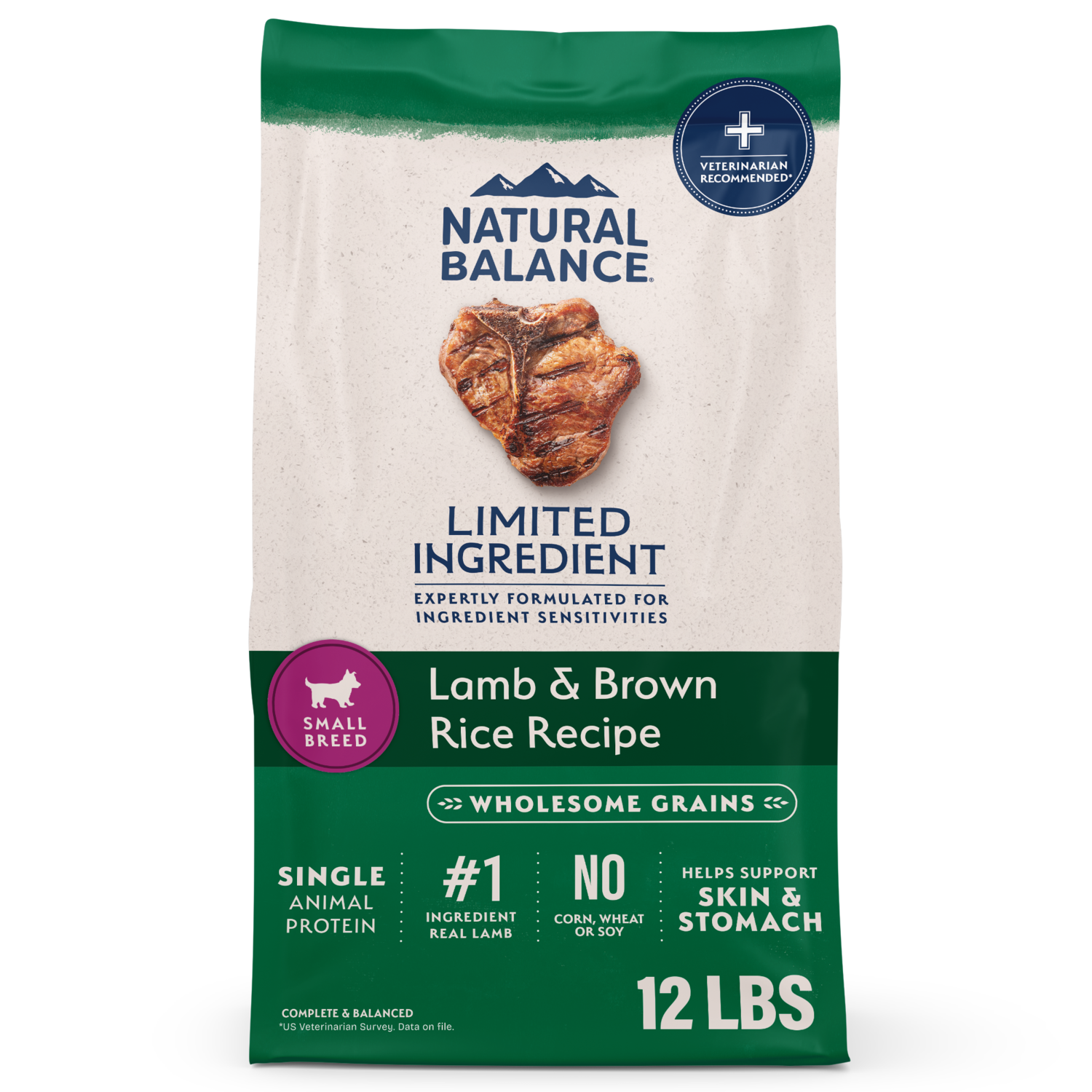 Natural Balance Limited Ingredient Dry Dog Food, Lamb & Brown Rice Small Breed Recipe, 12-Lb Bag