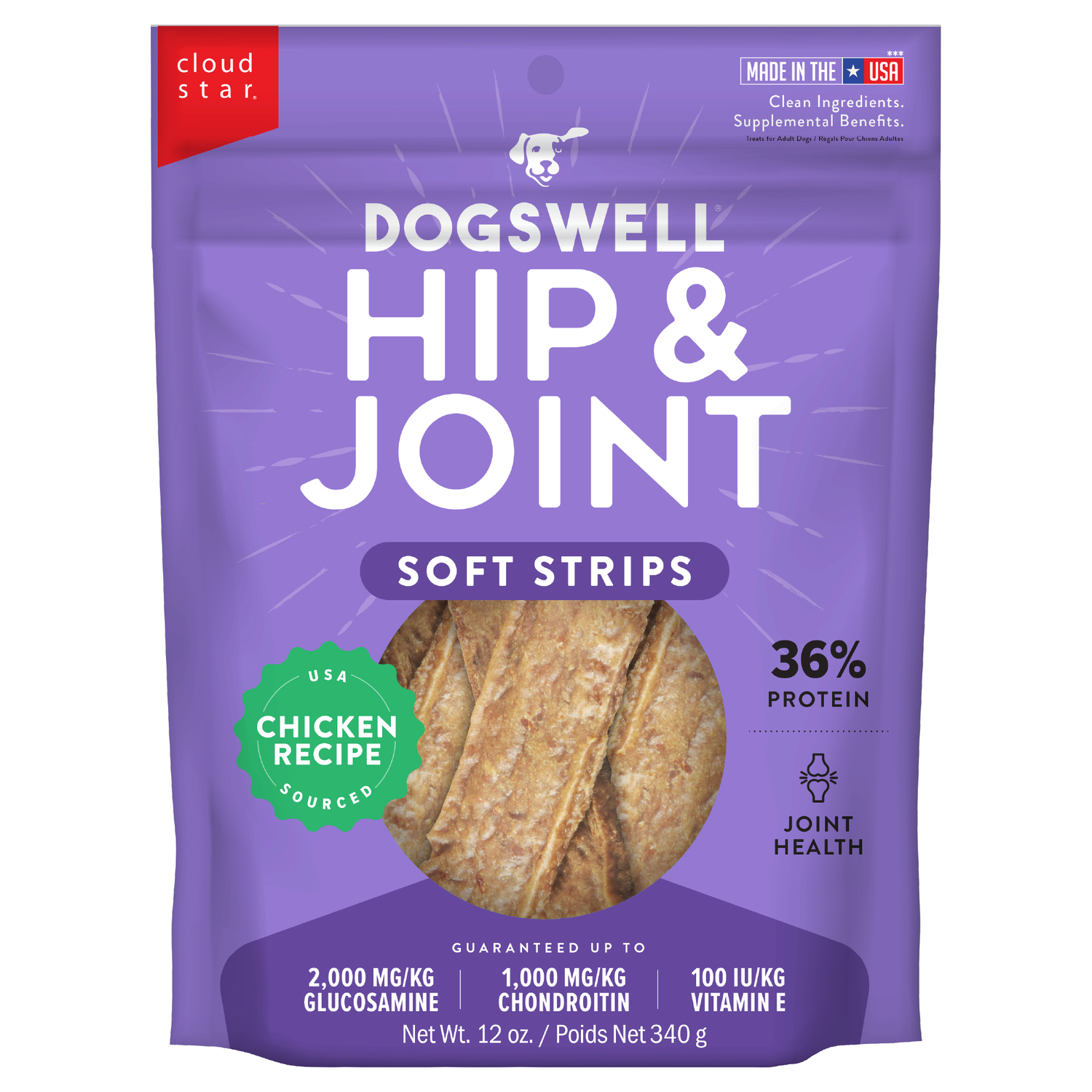 Dogswell Hip & Joint Grain-Free Chicken Soft Strips Dog Treat, 12-Oz