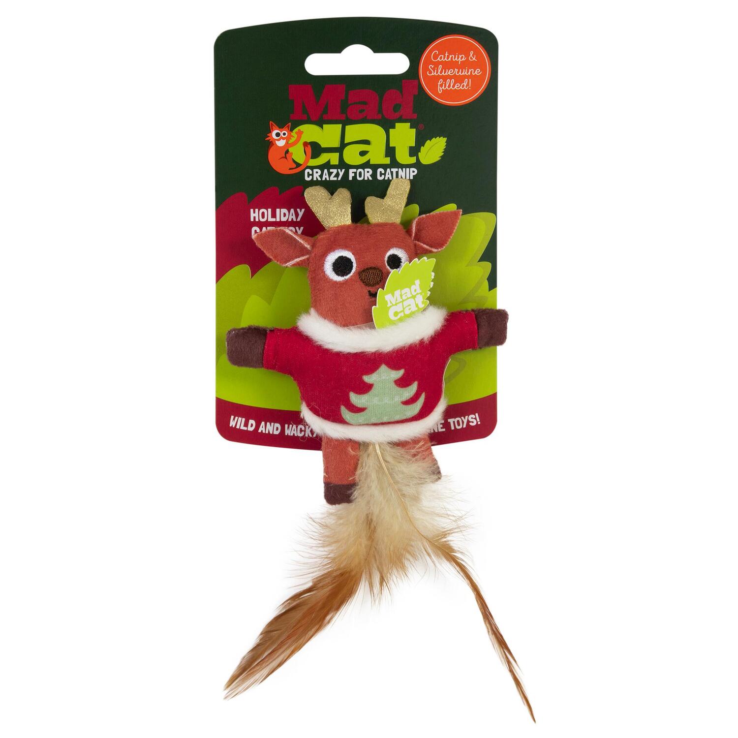 Mad Cat™ Ugly Sweater Stuffer – Reindeer Holiday Cat Toy