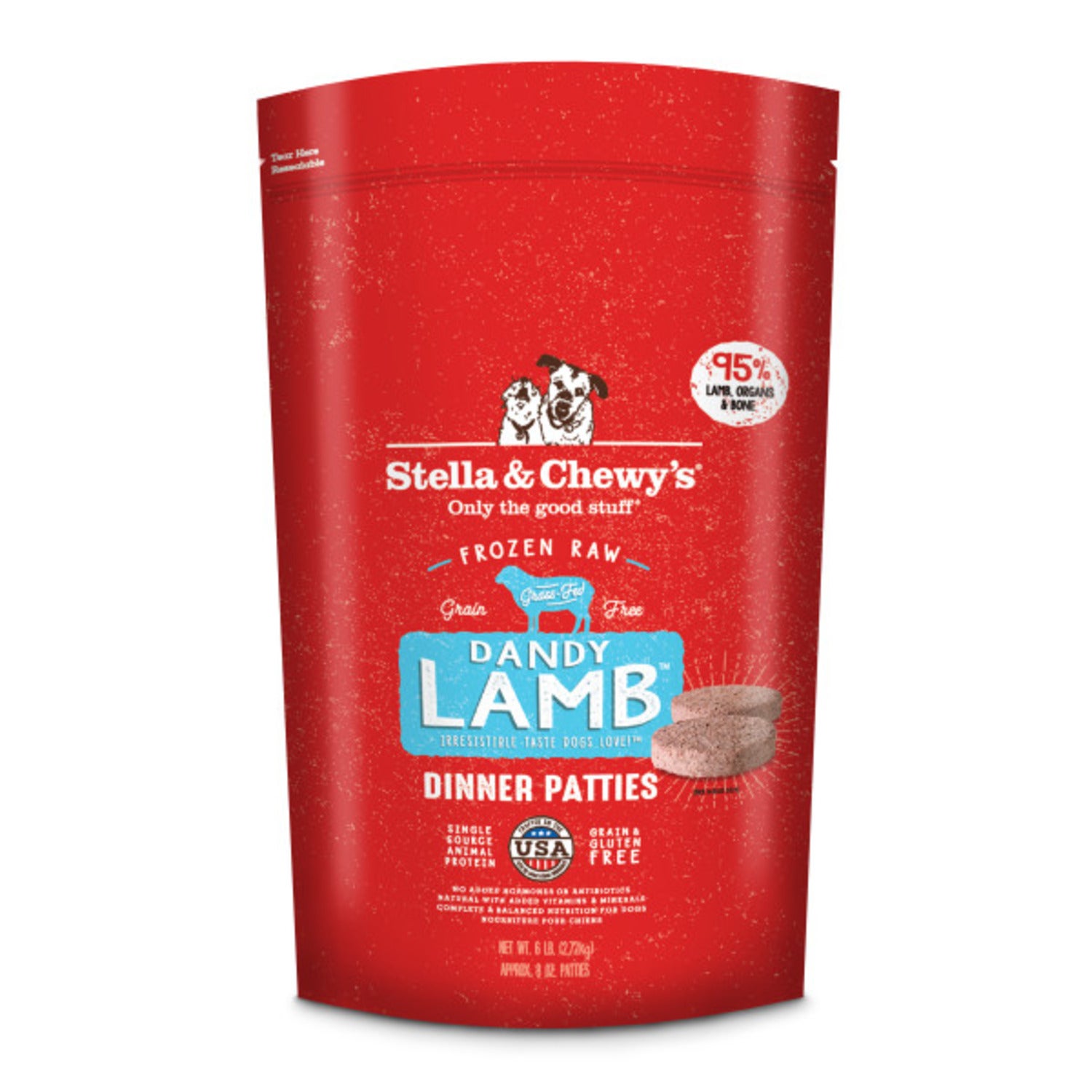 Stella & Chewy's Raw Dinner Patties Frozen Dog Food, Dandy Lamb