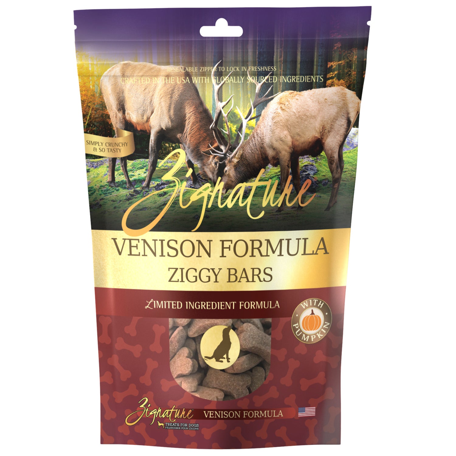 Zignature Venison Formula Ziggy Bars Biscuit Dog Treats