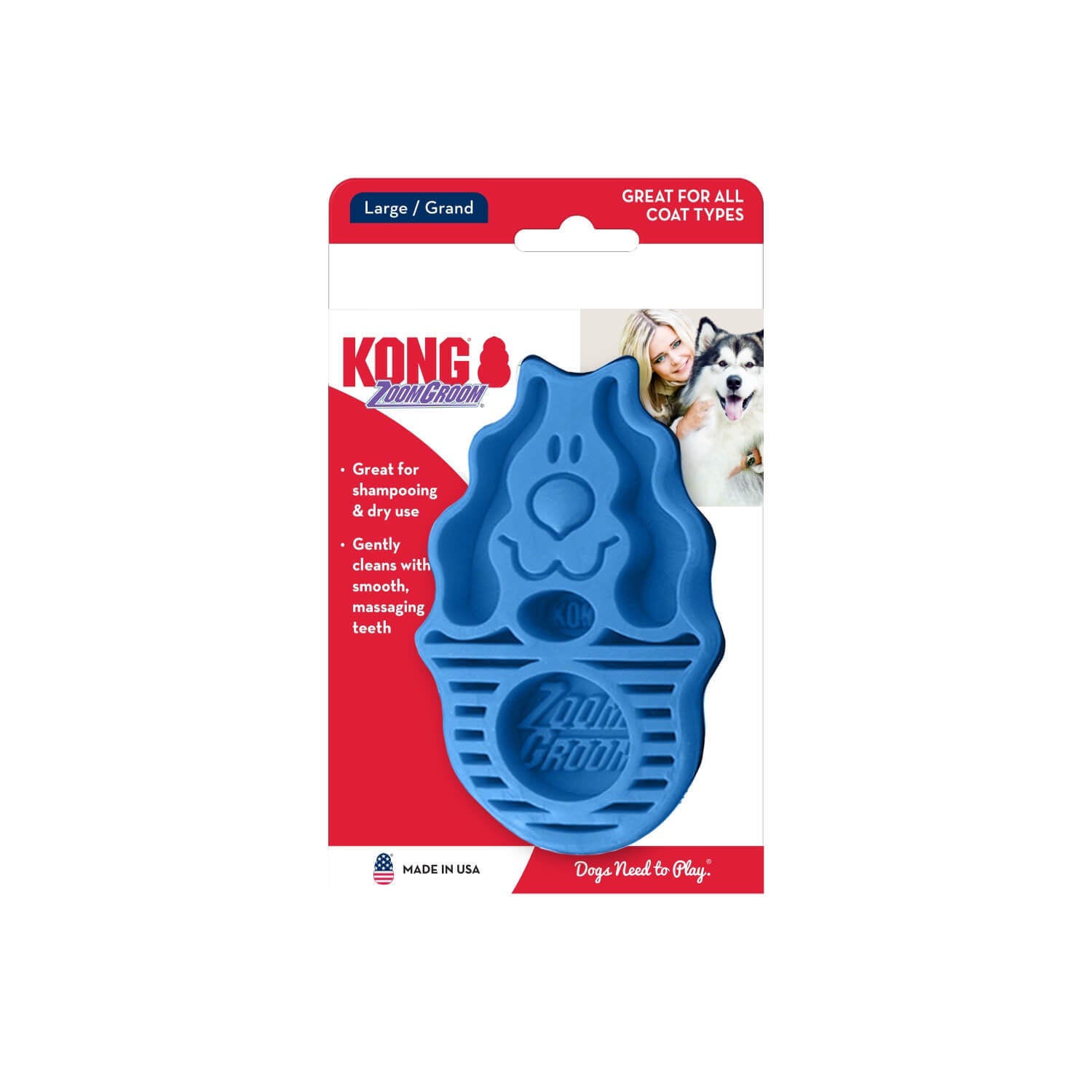 Kong Dog Zoomgroom® Dog Grooming Brush, Boysenberry