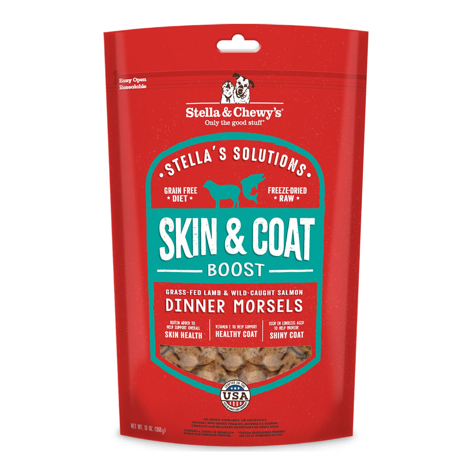 Stella & Chewy's Stella's Solutions Freeze Dried Raw Skin & Coat Support Grass-Fed Lamb & Salmon Recipe Dog Food Topper