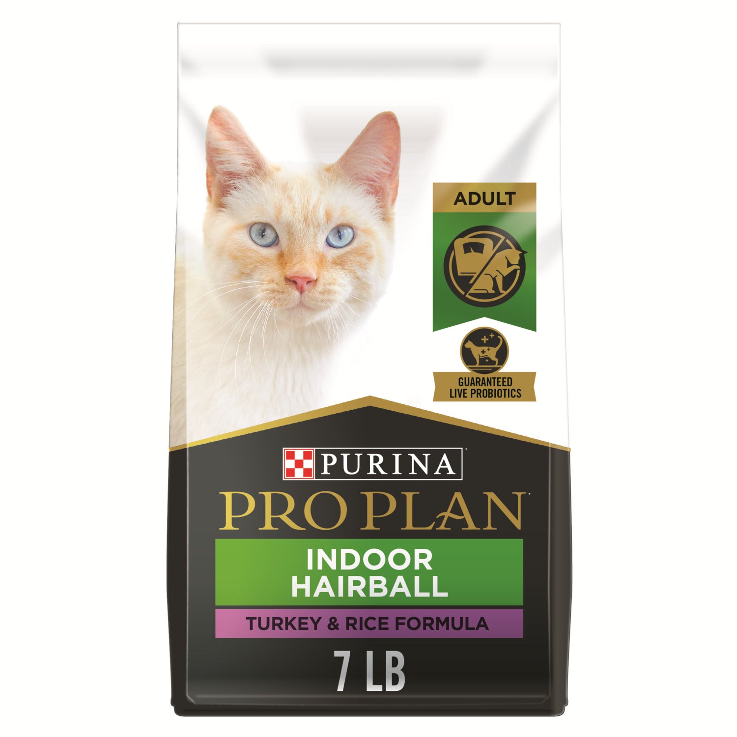 Purina Pro Plan Hairball Management Indoor Cat Dry Cat Food, Turkey And Rice Formula, 7Lb