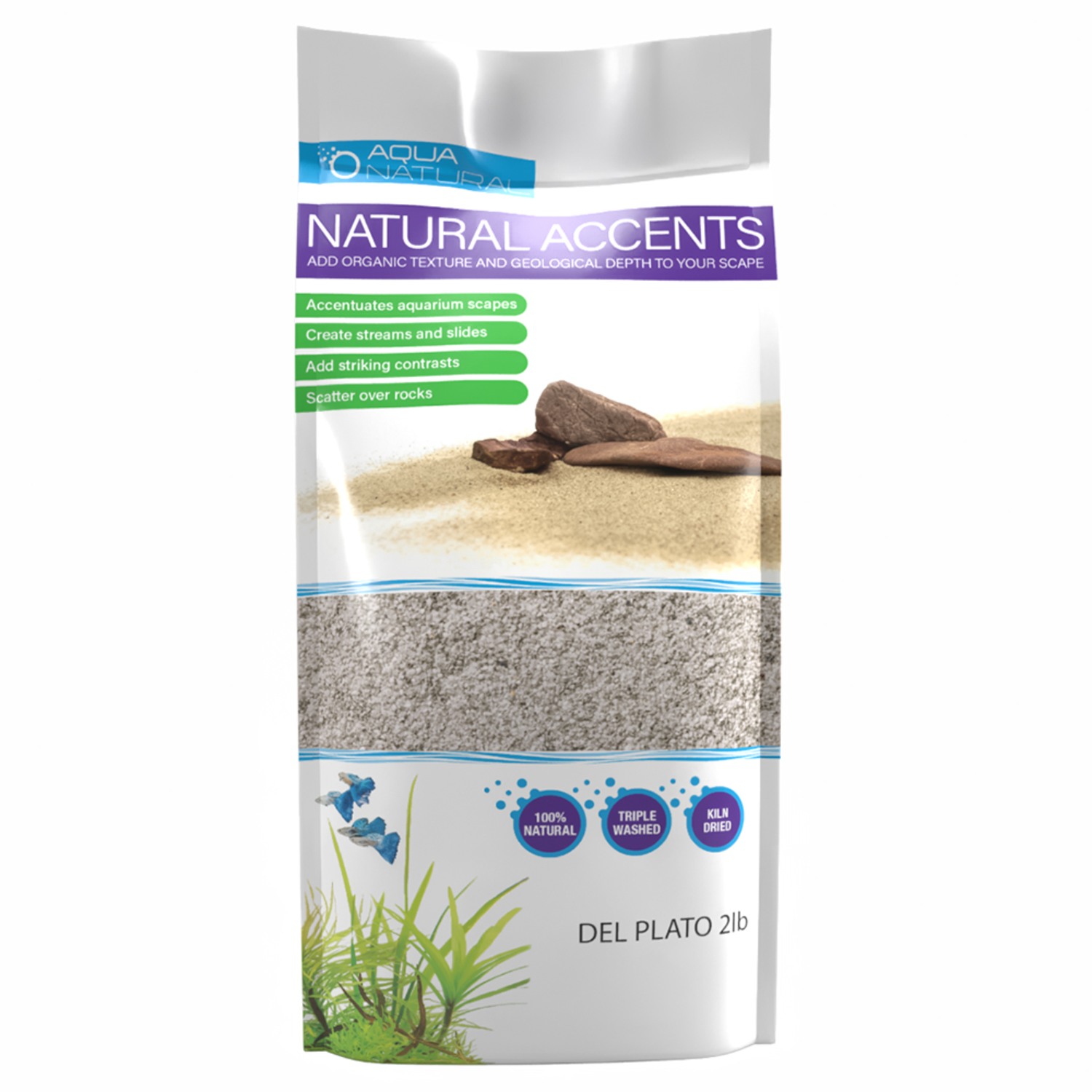 Aqua Natural Iwagumi Del Plato Accent Sand Fish Aquarium Substrate, 2-Lb Bag