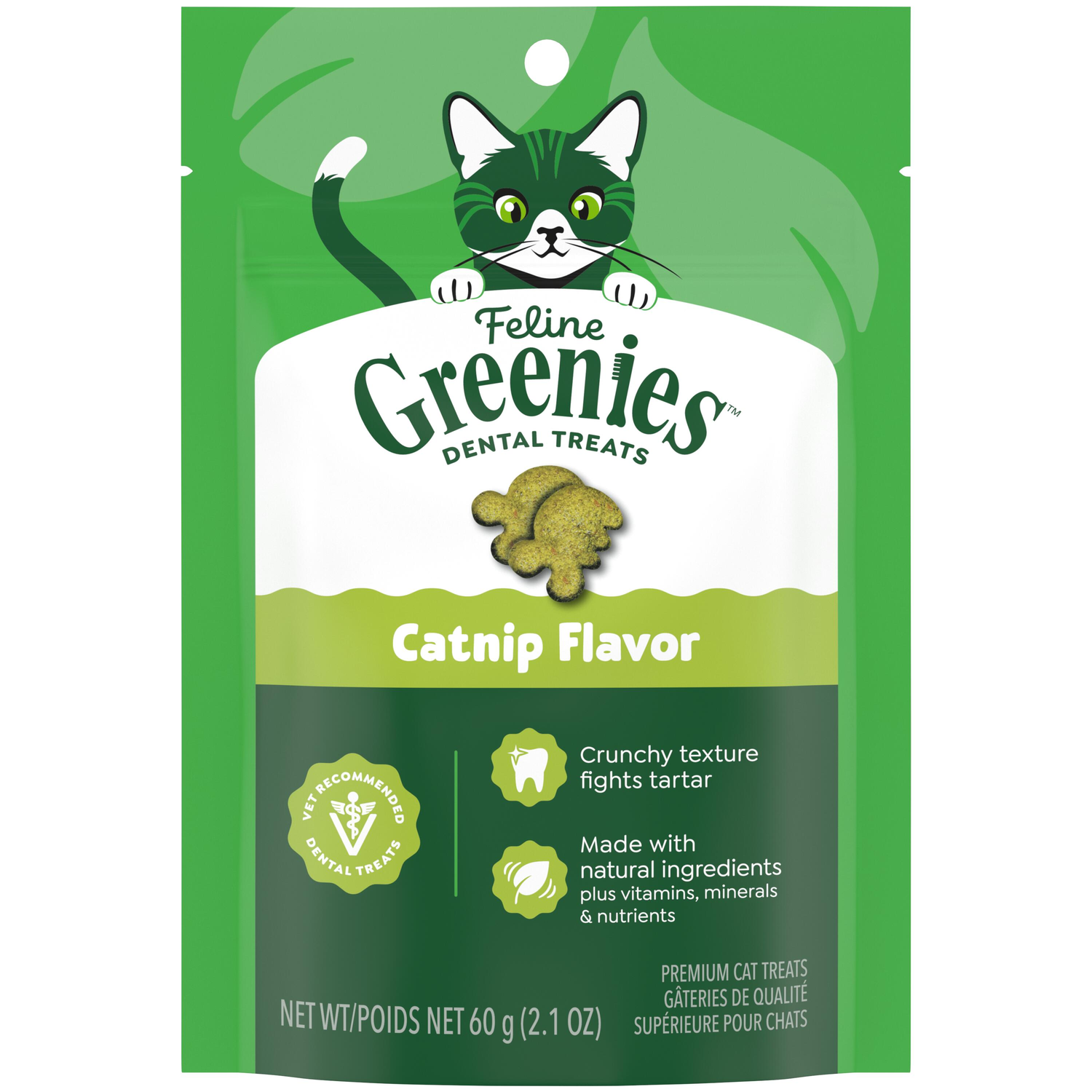 Greenies Feline Natural Crunchy Catnip Flavor Dental Cat Treats, 2.1-Oz
