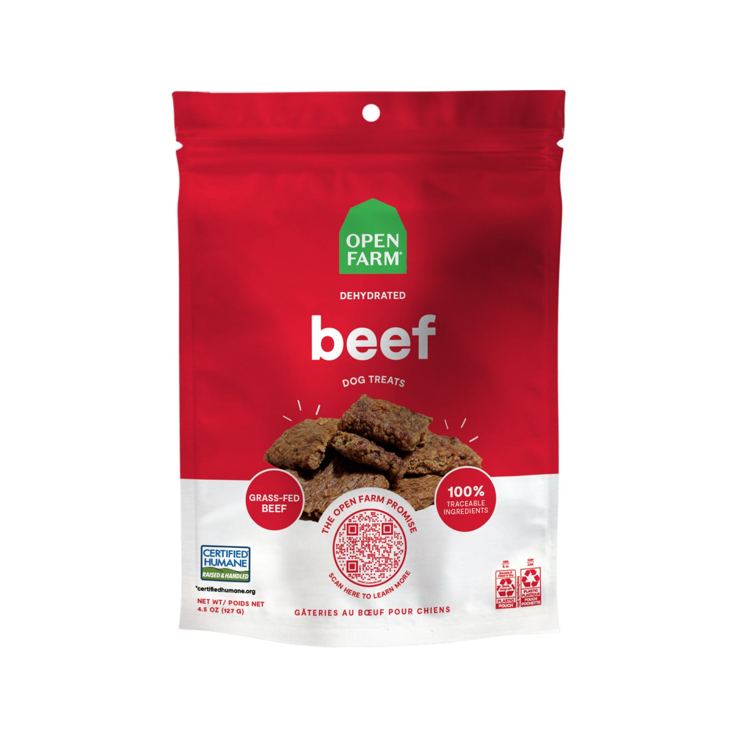 Open Farm Dehydrated Grass-Fed Beef Dog Treats, 4.5-Oz Bag