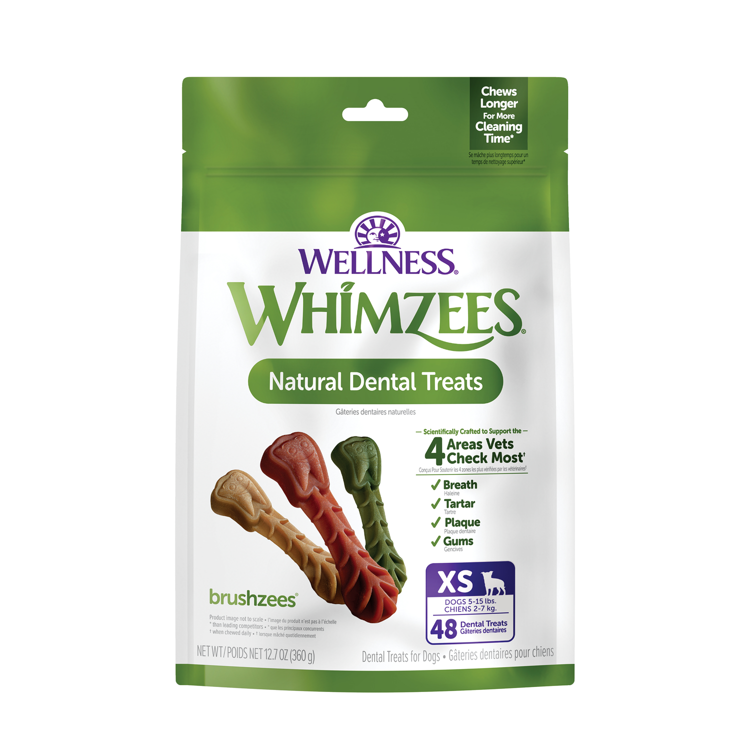 Whimzees Breshzees Grain-Free Dog Dental Treats, Xs For Dogs 5-15 Lbs, 48-Ct
