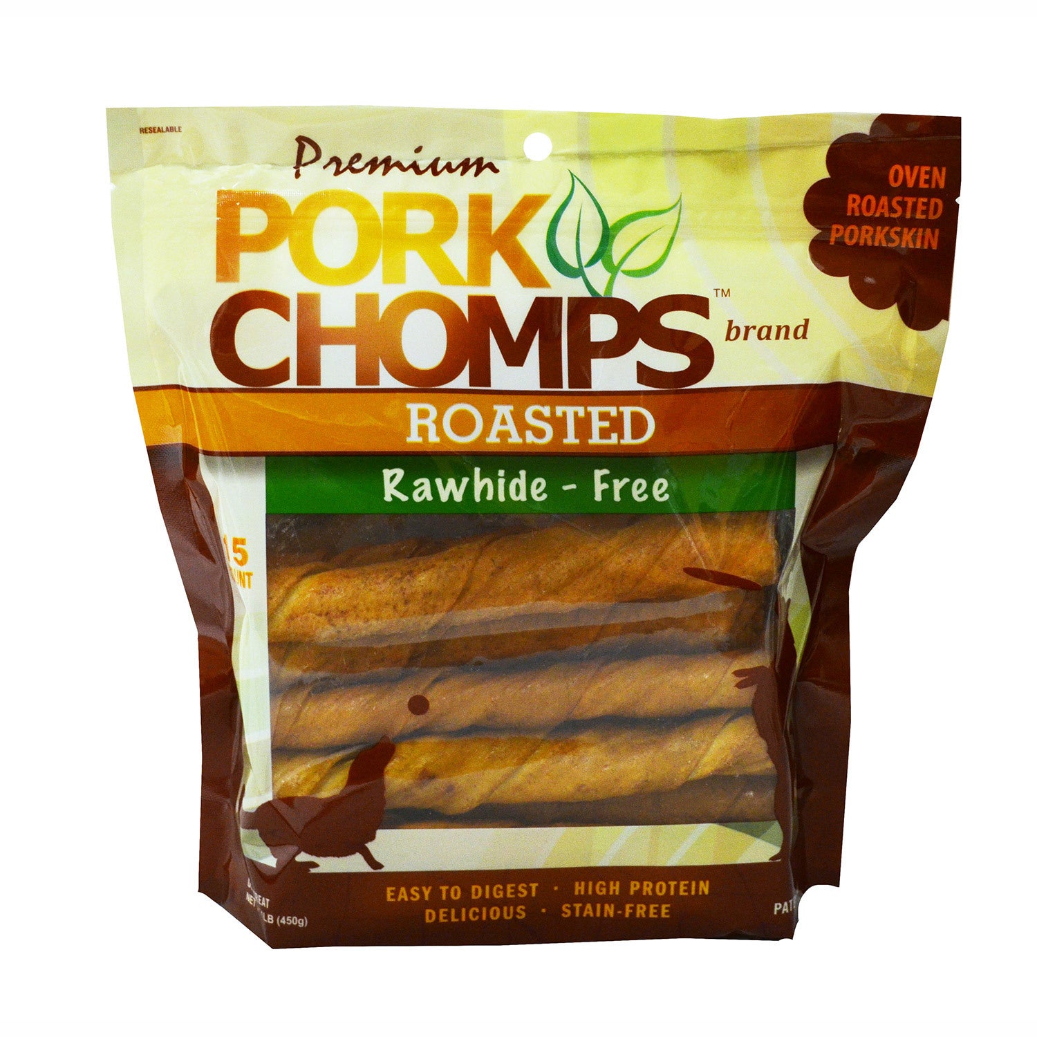 Pork Chomps Roasted Twists Dog Treats, Oven Roasted Porkskin, 6 Pack Of 15
