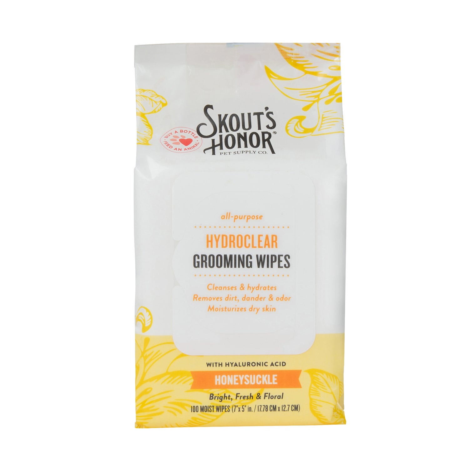 Skout's Honor Hydroclear™️Dog Grooming Wipes, Honeysuckle Scented, 100 Count