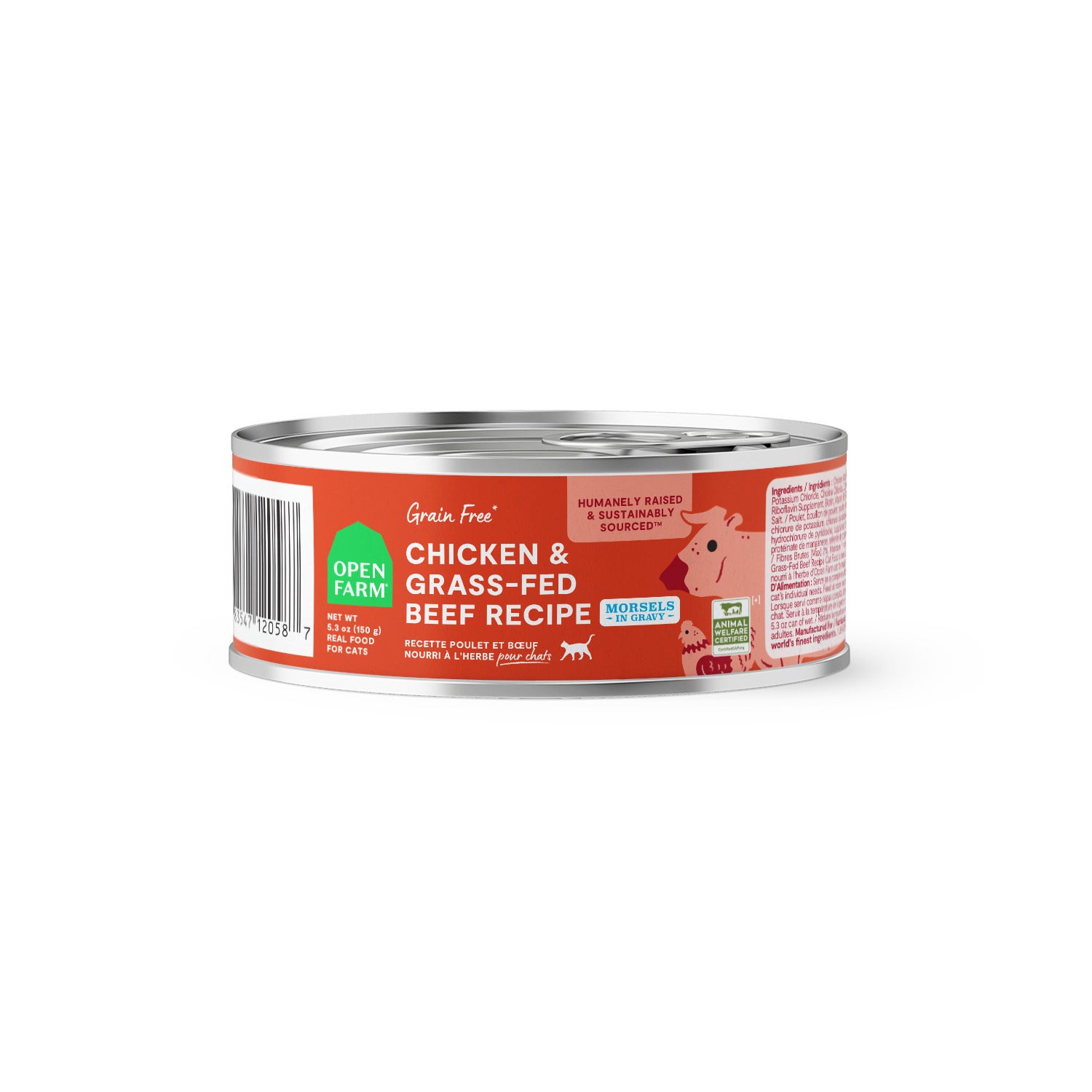 Open Farm Chicken & Grass-Fed Beef Hearty Morsels Wet Cat Food Recipe, 5.3-Oz - 12 Pack