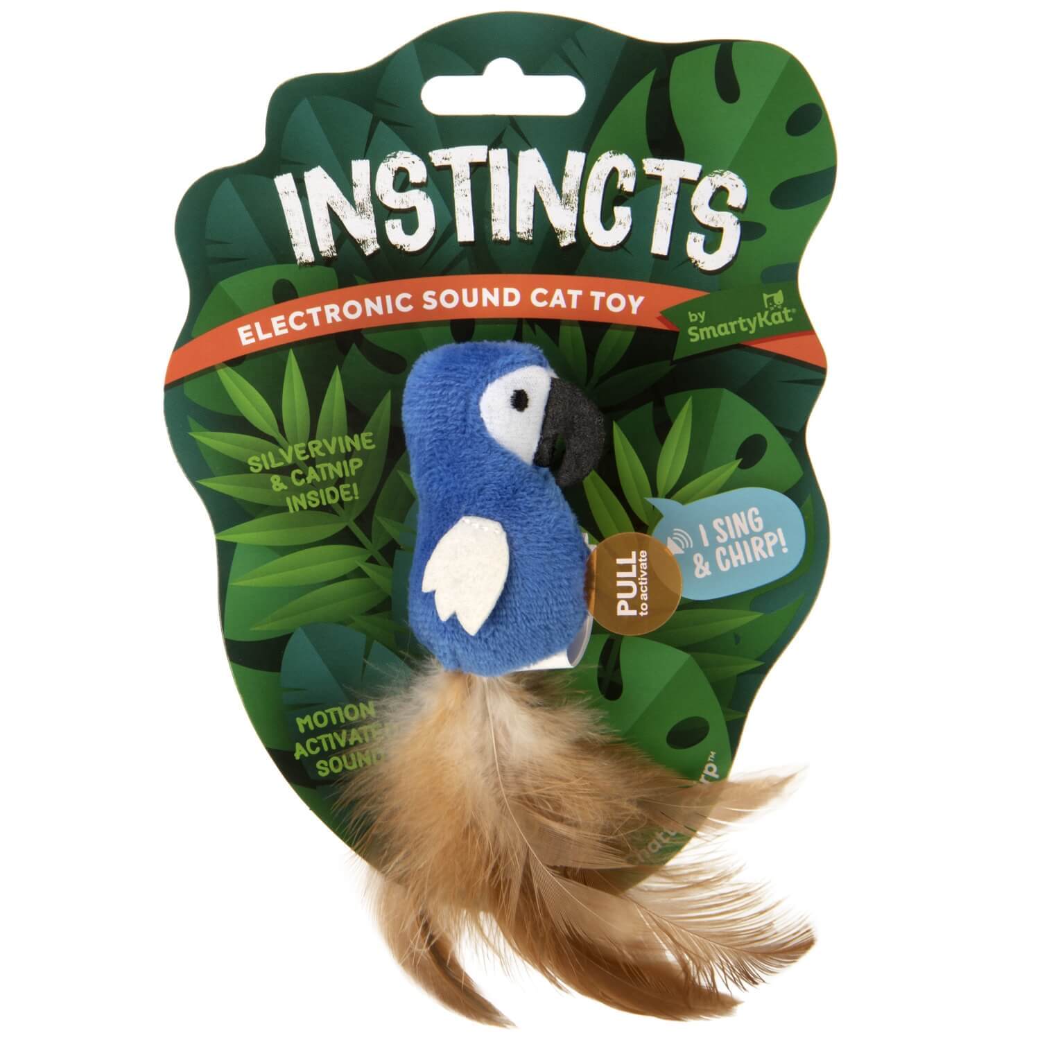 Instincts By Smarty Kat® Chatty Chirp Plush Happy Nip Silvervine & Catnip Bird Electronic Sound Cat Toy
