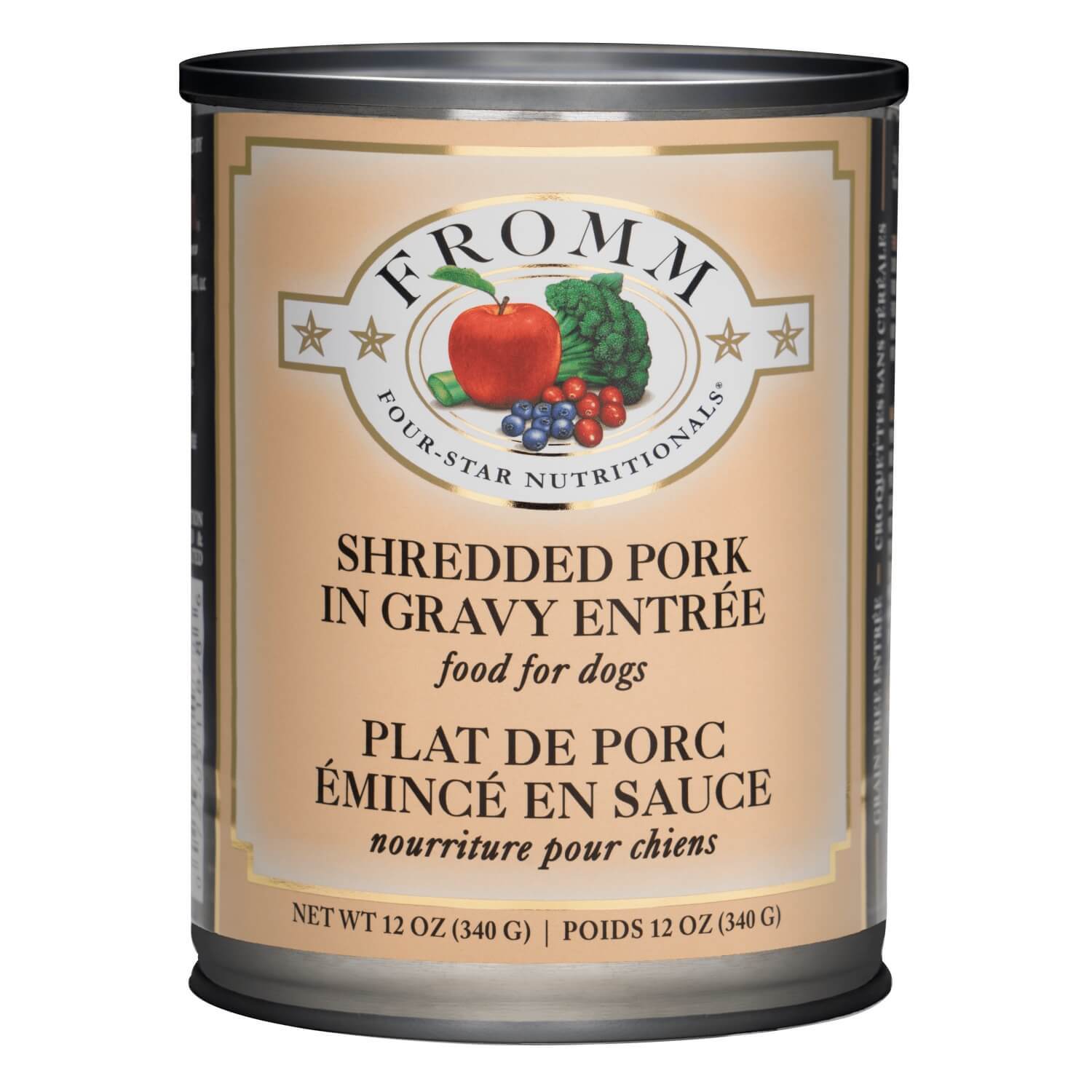 Fromm Four-Star Shredded Pork In Gravy Entrée Food For Dogs 12 Oz