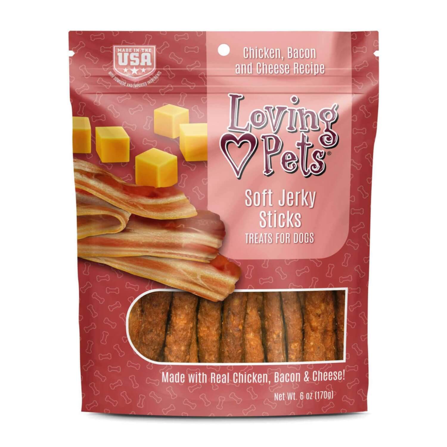 Loving Pets Bacon & Cheese Soft Jerky Sticks Dog Treats