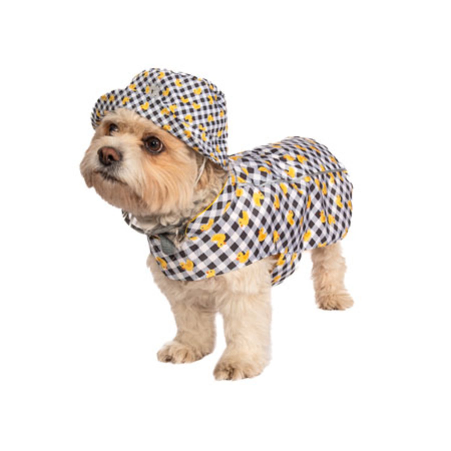Hip Doggie Yellow Ducks - Black & White Plaid Bucket Dog Hat, Large