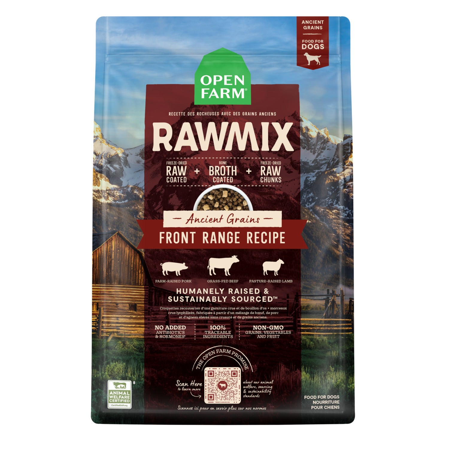 Open Farm Rawmix Front Range Ancient Grains Dry Dog Food With Freeze-Dried Raw Morsels, 20Lb