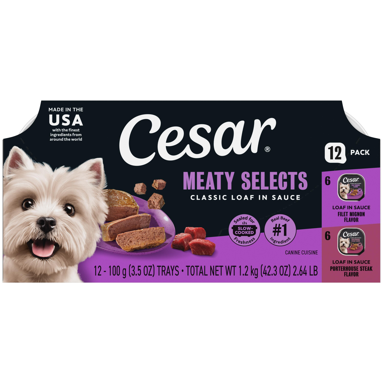 Cesar Filet Mignon & Porterhouse Steak Flavors Variety Pack Wet Dog Food, 3.5-Oz 12 Pack