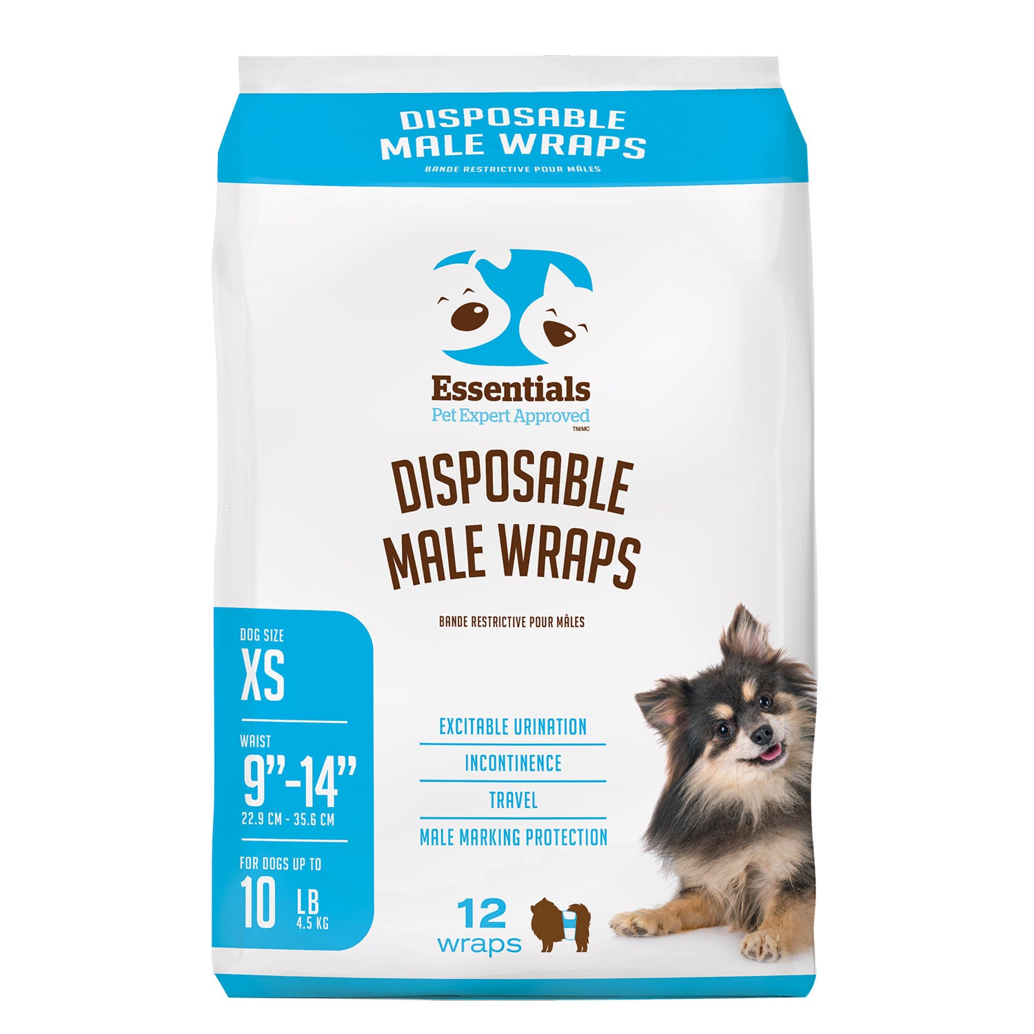Essentials Disposable Male Wrap Dog Diapers - 12 Pack