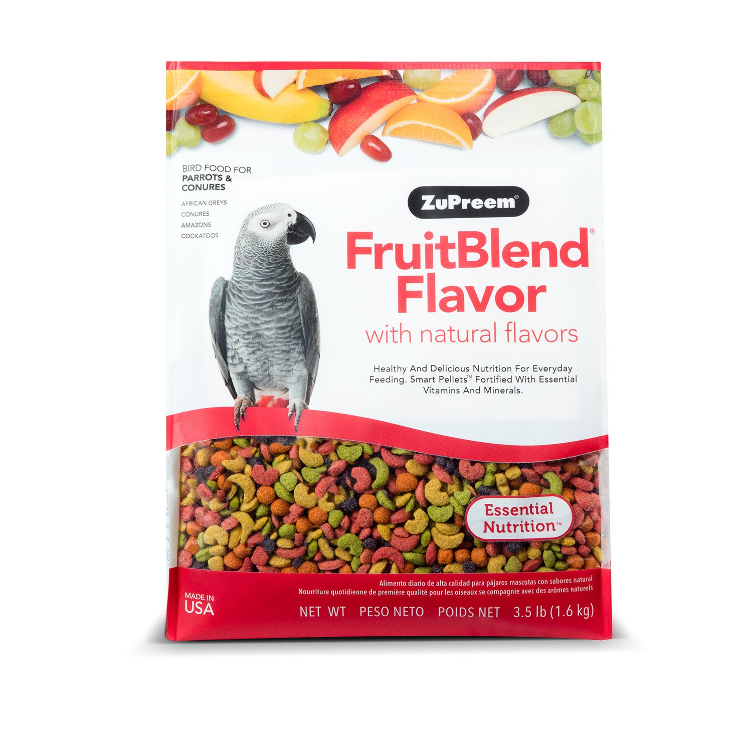 Zupreem Fruitblend Bird Food For Parrots & Conures, 3.5-Lb Bag