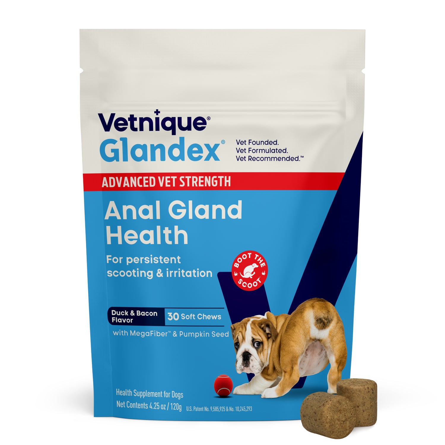 Vetnique Glandex Advanced Vet Strength Anal Gland Support Soft Chew Dog Supplements, 30-Count