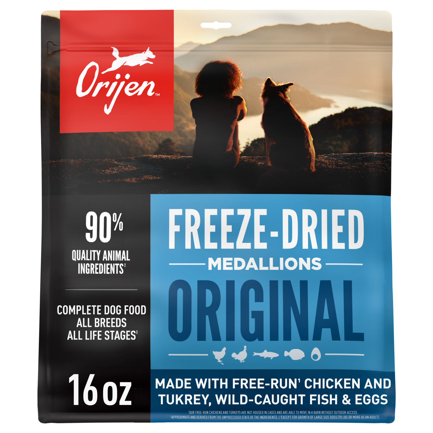Orijen Grain-Free High-Protein Freeze-Dried Dog Food & Topper, Original Recipe, 16-Oz