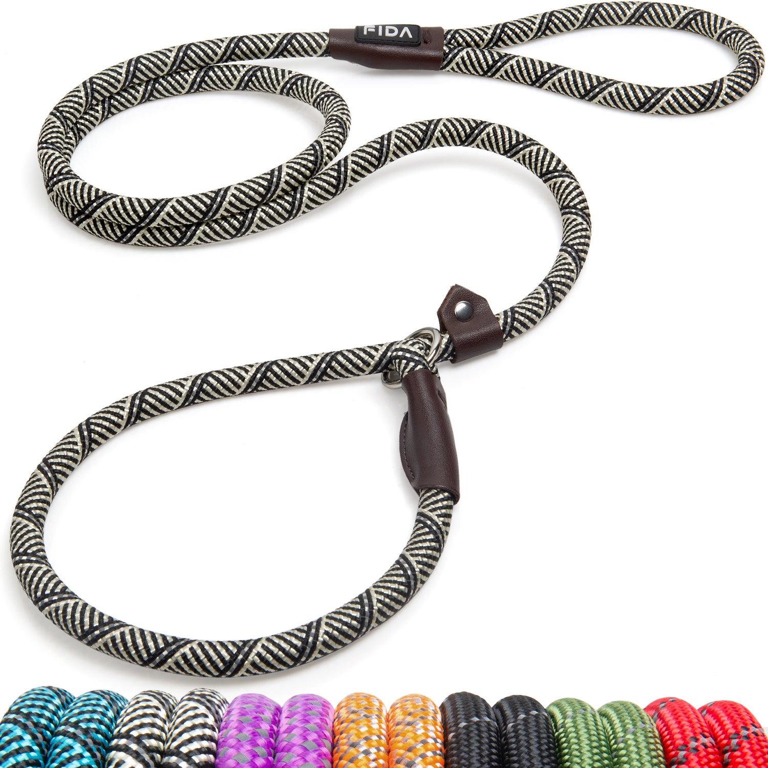 Fida Pet Slip Rope Training Dog Leash, Grey, 6-Ft