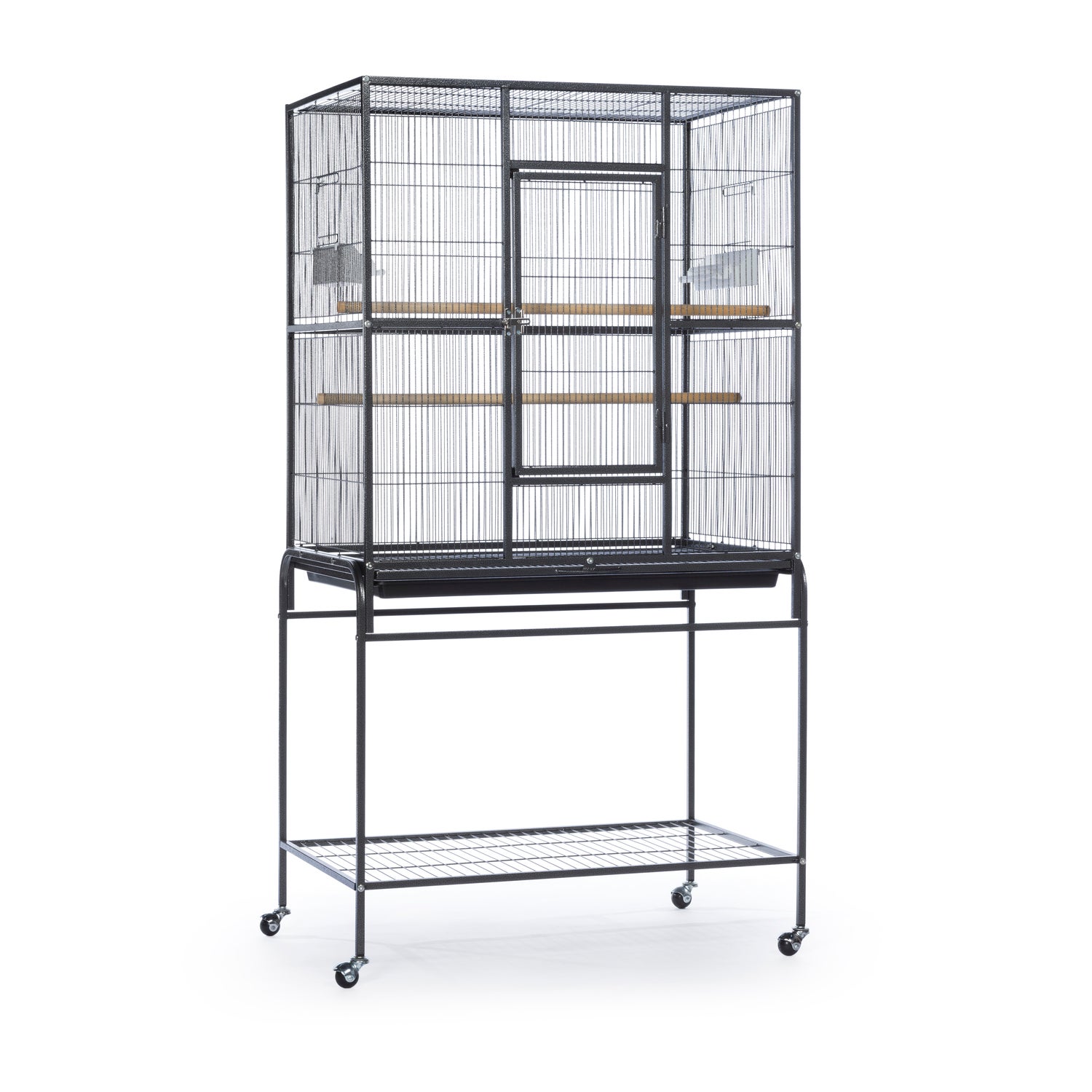 Prevue Powder-Coated Steel Flight Bird Cage With Stand, Black Hammertone
