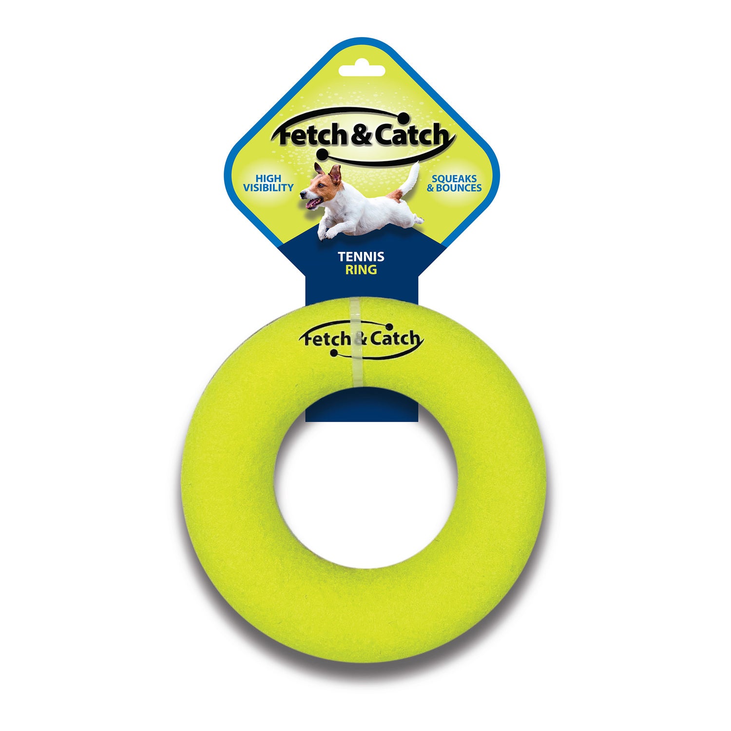 Fetch & Catch Tennis Ring Squeaky And Bouncy Dog Fetch Toy