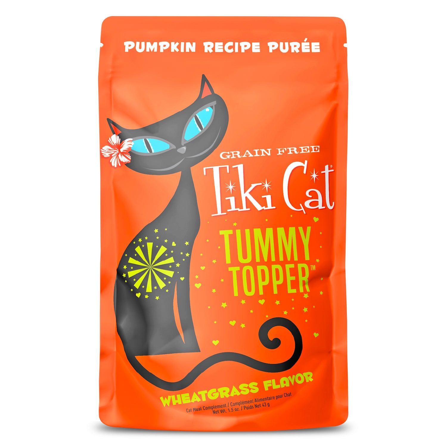 Tiki Cat Tummy Topper Wet Cat Food Topper, Pumpkin & Wheatgrass, 1.5-Ounce Pouch Pack Of 12