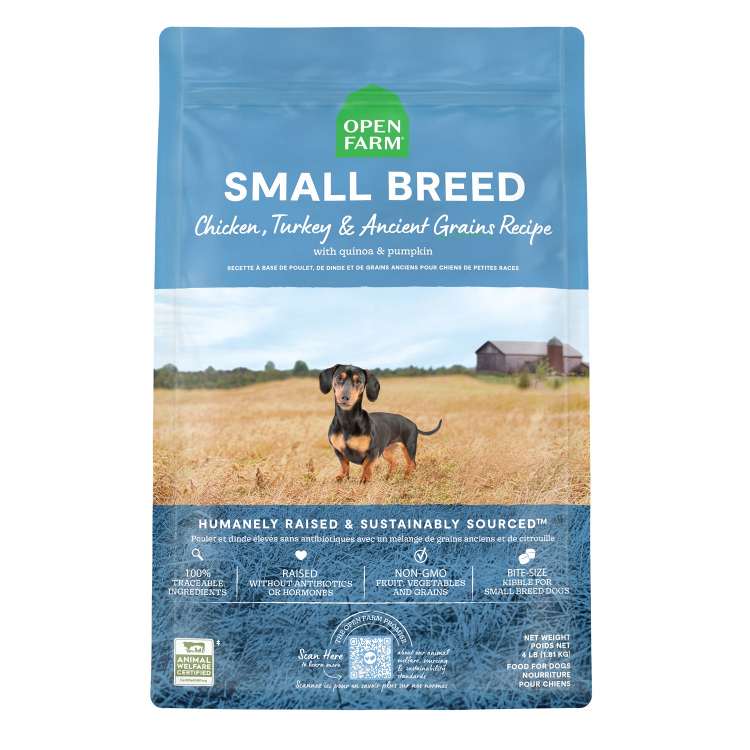 Open Farm Small Breed Ancient Grains Chicken & Turkey Dry Dog Food, 4-Lb.