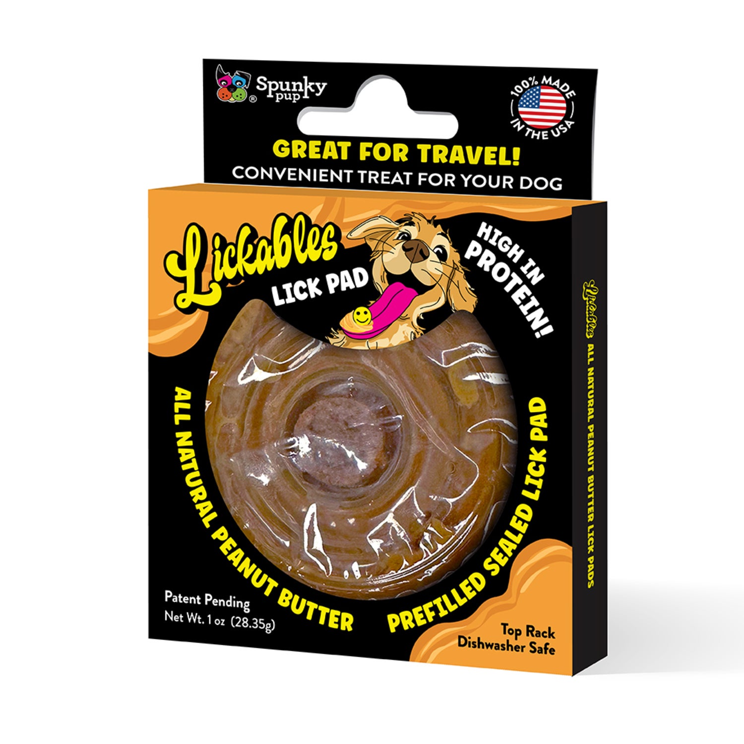 Spunky Pup Lickables Round Peanut Butter Pre-Filled Lick Pad Dog Treat, 1 Each