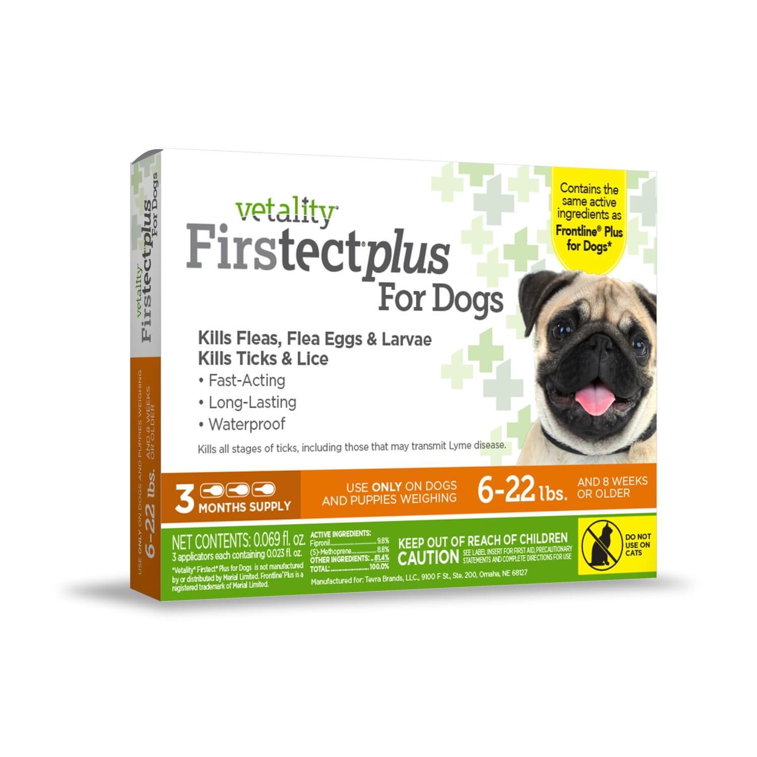 Vetality Firstect Plus Topical Flea & Tick Treatment For Medium Sized Dogs 23-44-Lbs, 3 Doses