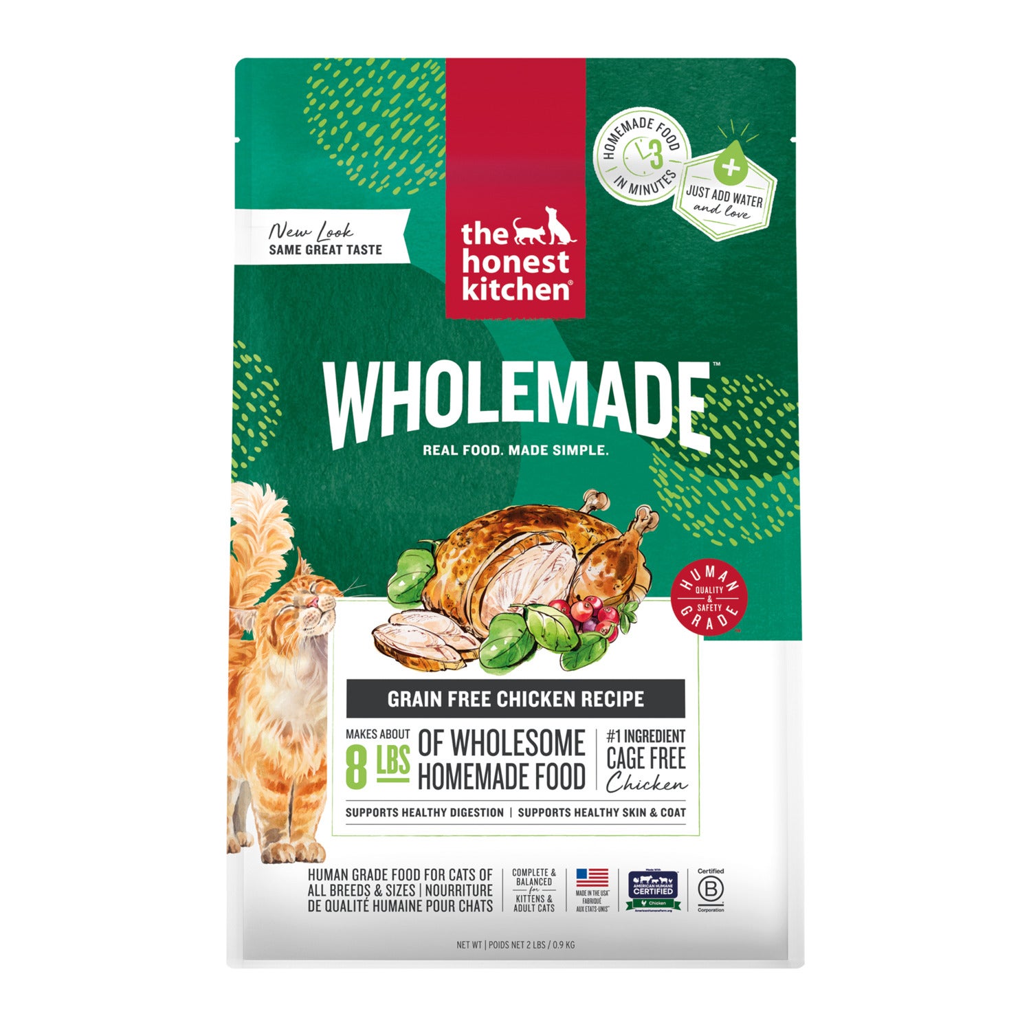 The Honest Kitchen Wholemade Grain Free Chicken Recipe Dehydrated Cat Food, 4-Lb