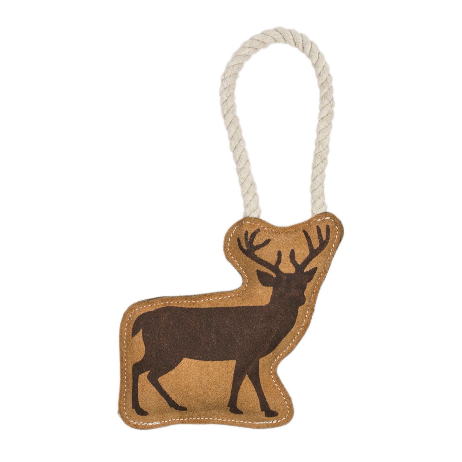 Territory Natural Leather Deer Tug, Chew, & Squeak Dog Toy, 8