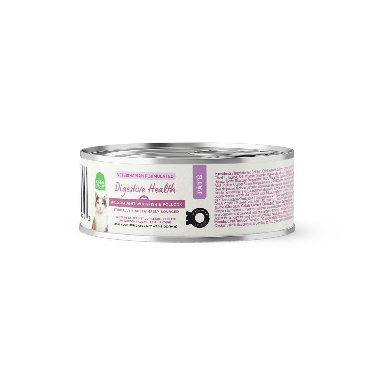 Open Farm Digestive Health Wet Cat Food, Whitefish & Pollock Recipe, 2.8-Oz