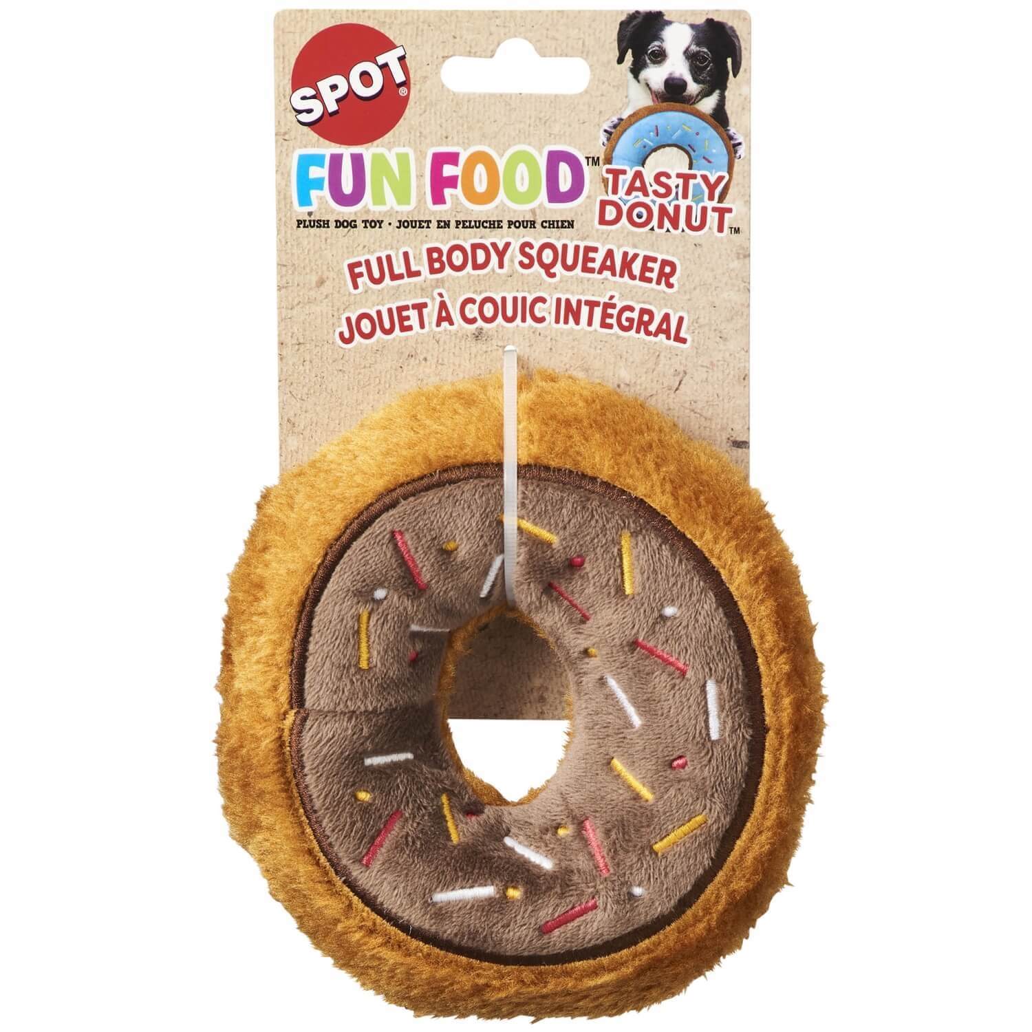 Spot Tasty Donuts Plush Squeaky Dog Toy, Assorted Colors, 5